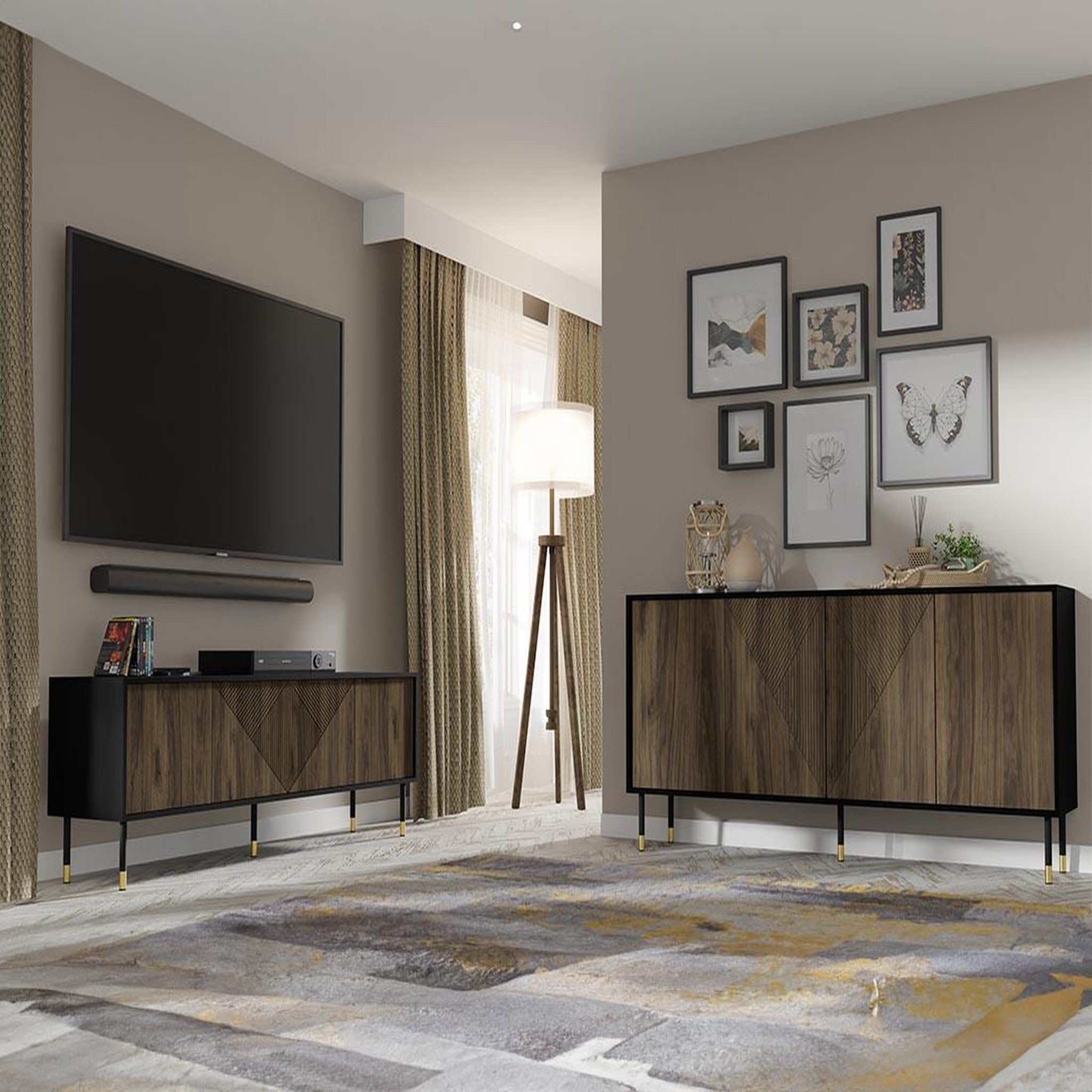 Voir la diapositive 5 : BEST MOBILIER Kirua - meuble tv - 4 portes - 180 cm