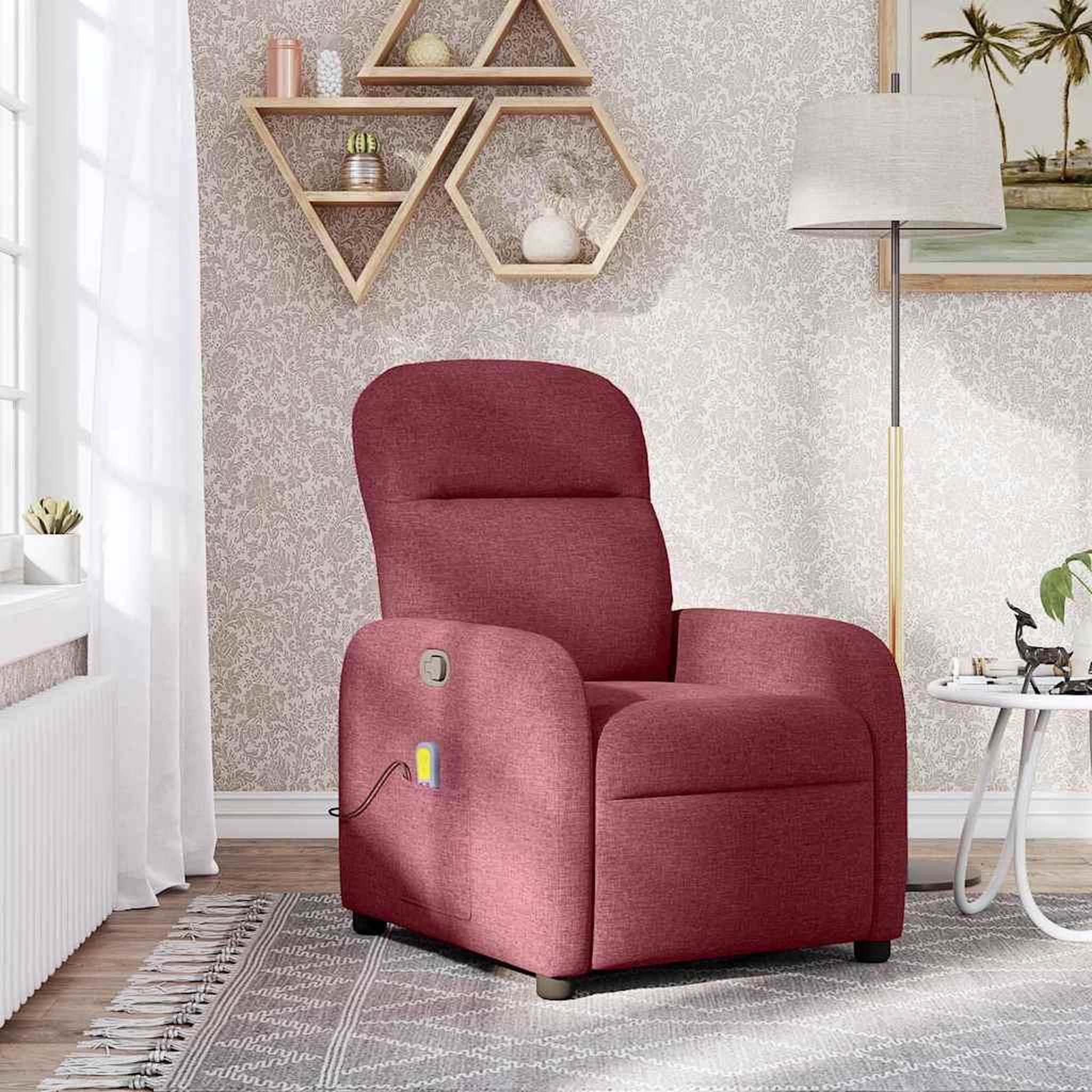 VIDAXL Fauteuil de massage inclinable Rouge bordeaux Tissu
