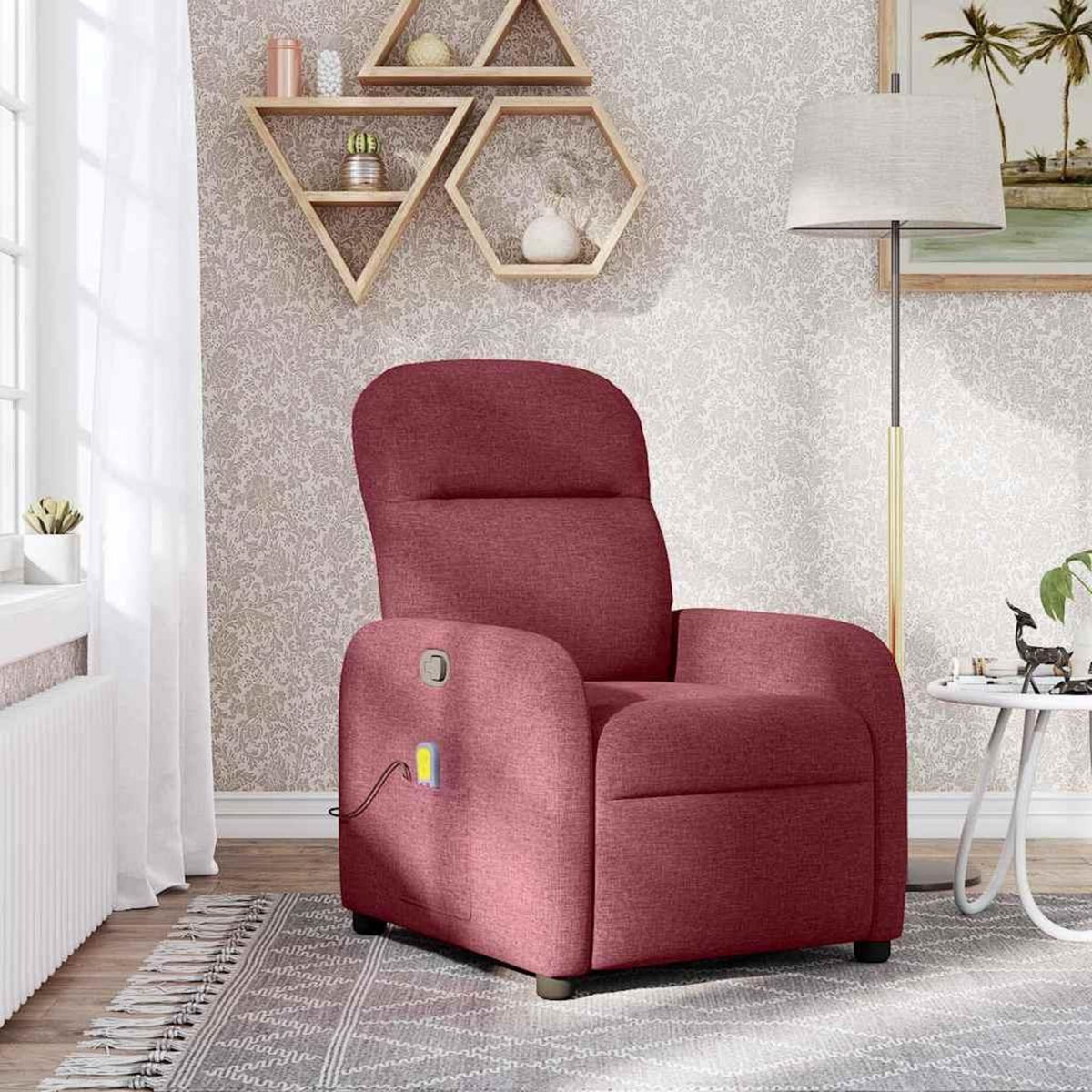 VIDAXL Fauteuil de massage inclinable Rouge bordeaux Tissu
