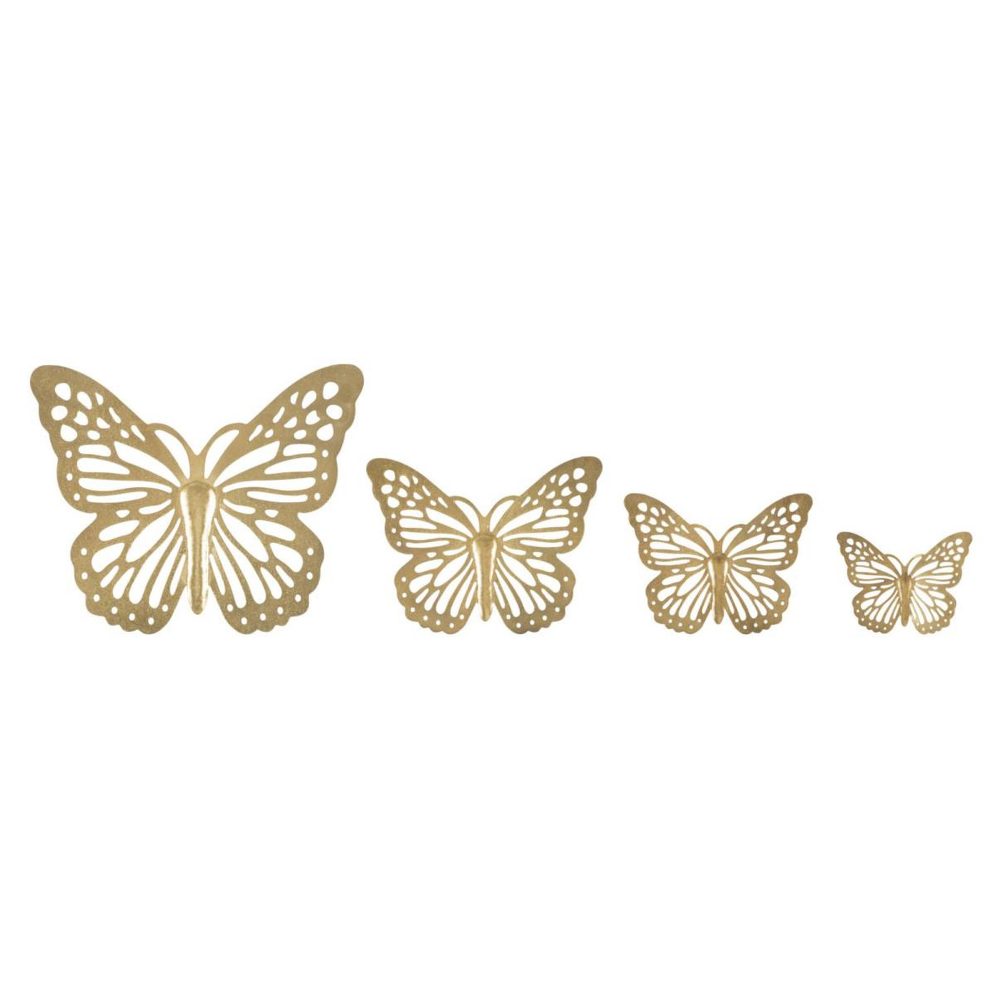 Paris Prix Lot de 4 décorations murales en métal  butterflies  35cm or
