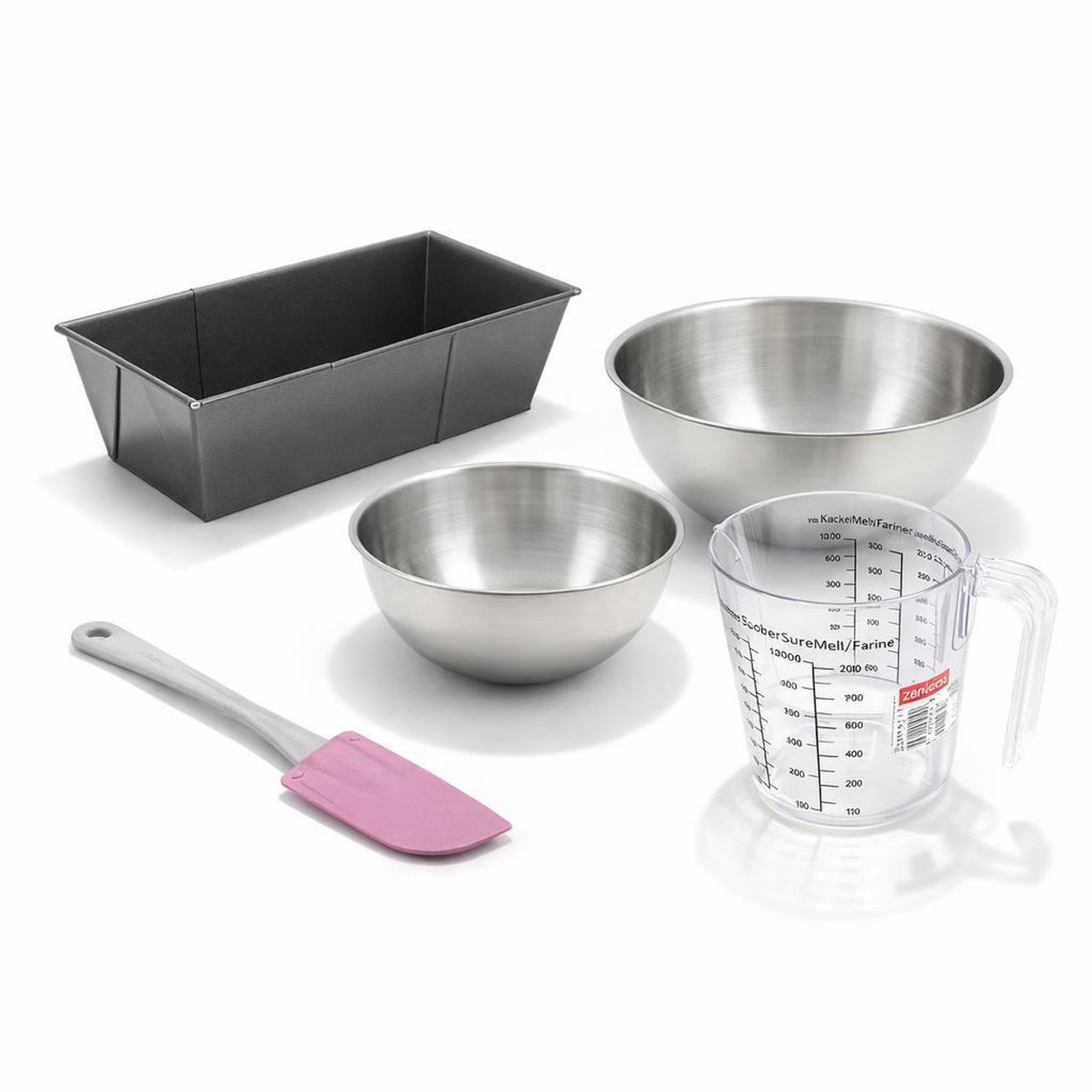 ZENKER Set de 5 ustensiles de pâtisserie avec moule à gâteaux 2 bols spatule et verre mesureur black metallic black mettallic zenker  black mettallic