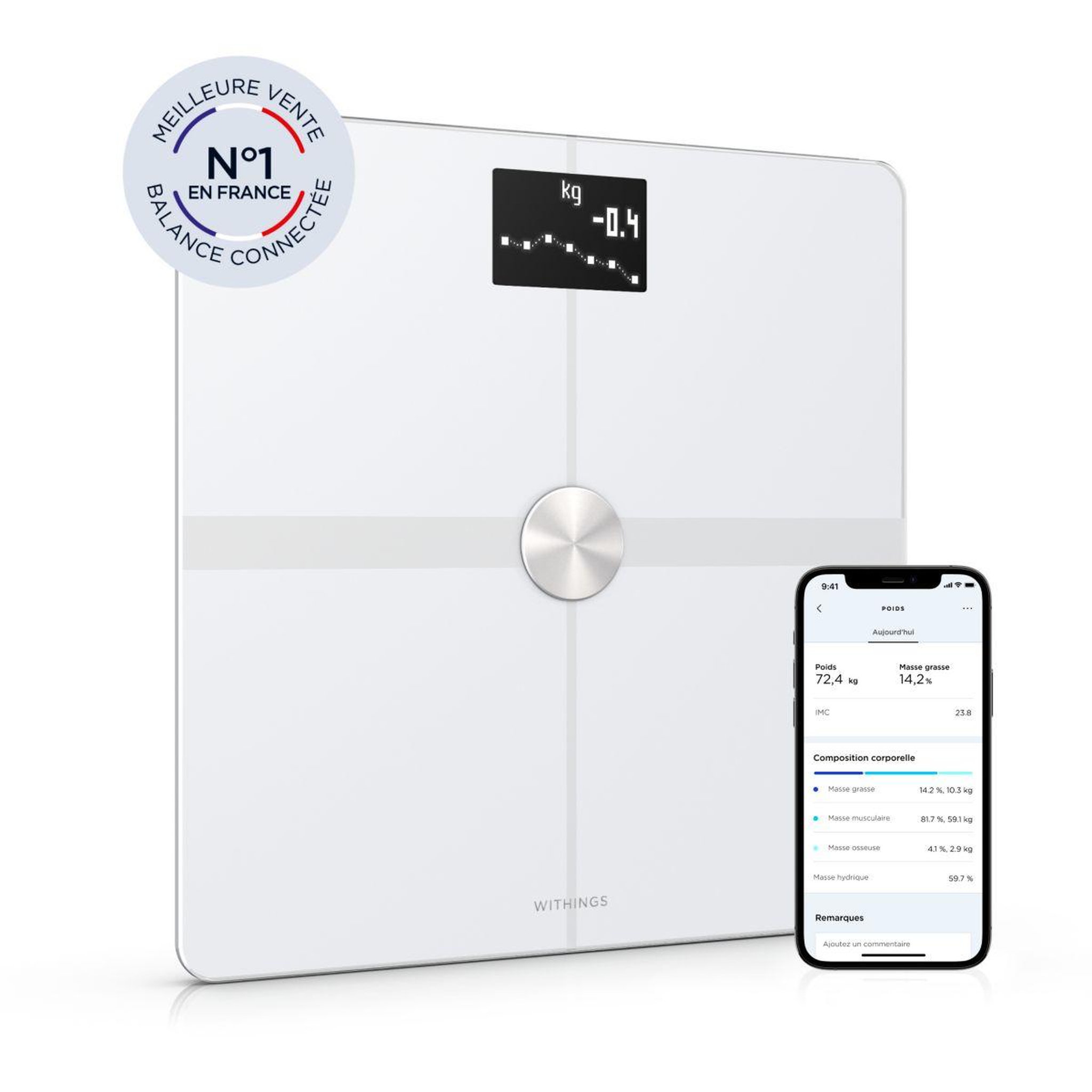 Voir la diapositive 3 : WITHINGS Pèse personne connecté Body plus blanc