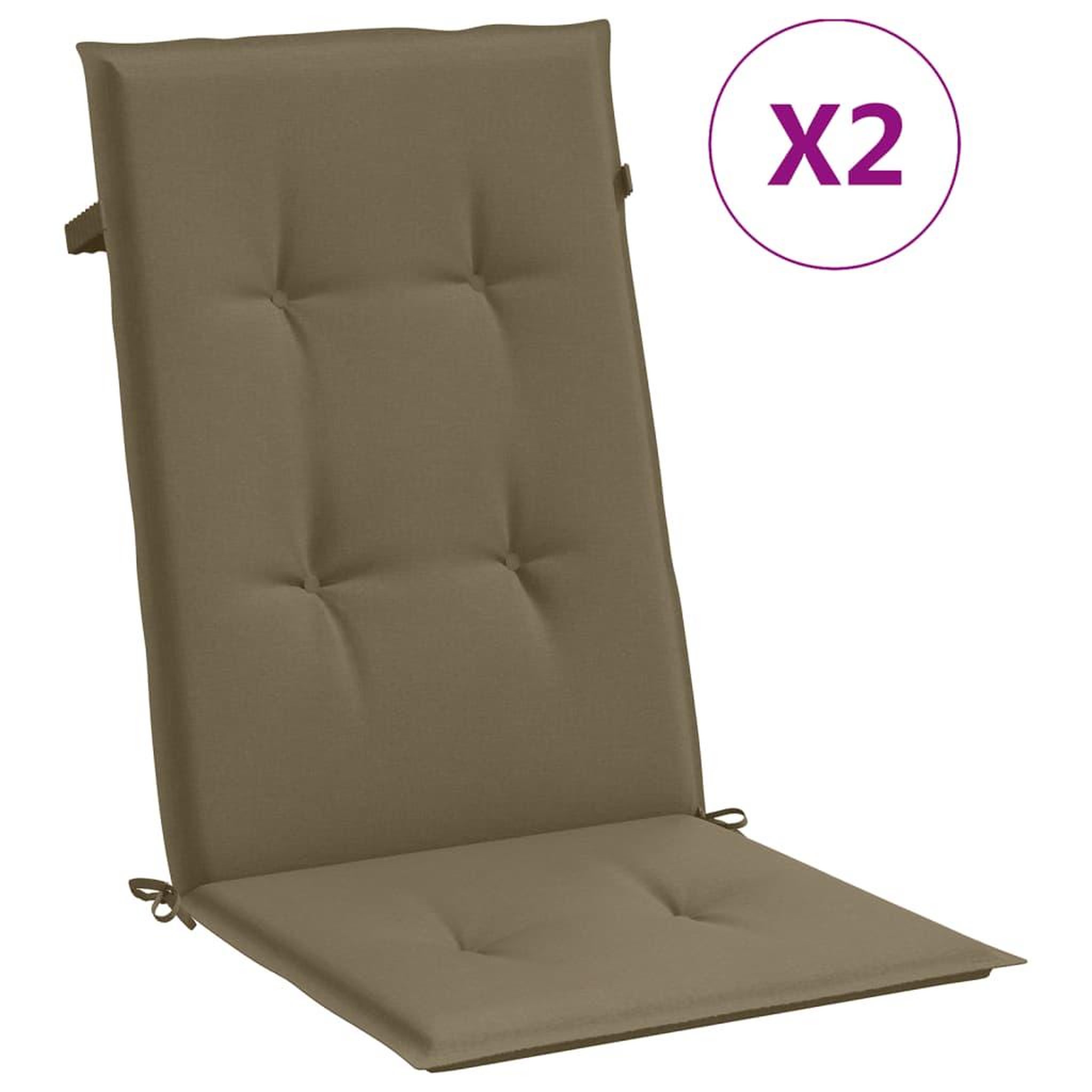 Voir la diapositive 2 : VIDAXL Coussins de chaise a dossier haut lot de 2 taupe melange tissu
