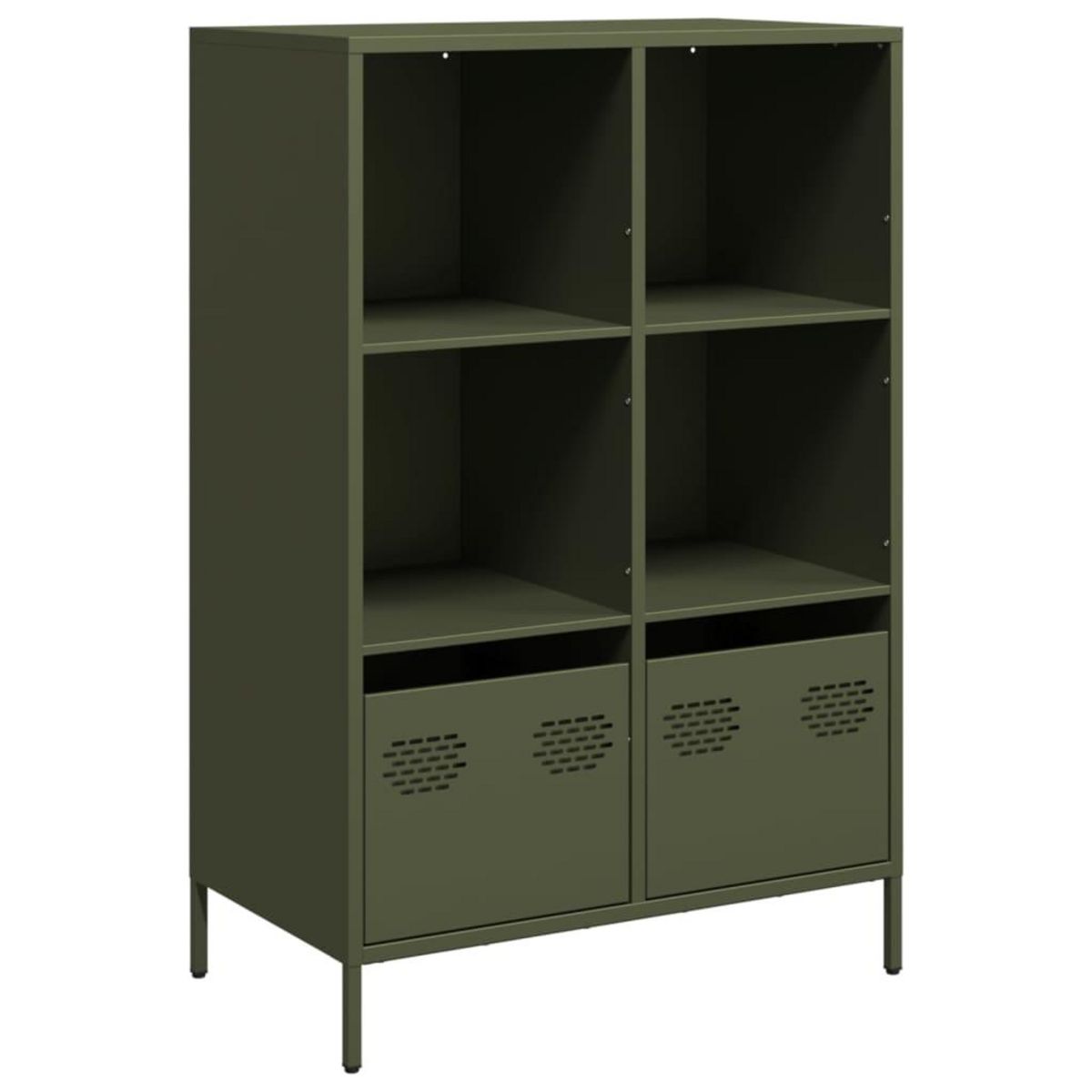 VIDAXL Buffet haut vert olive 68x39x103,5 cm acier