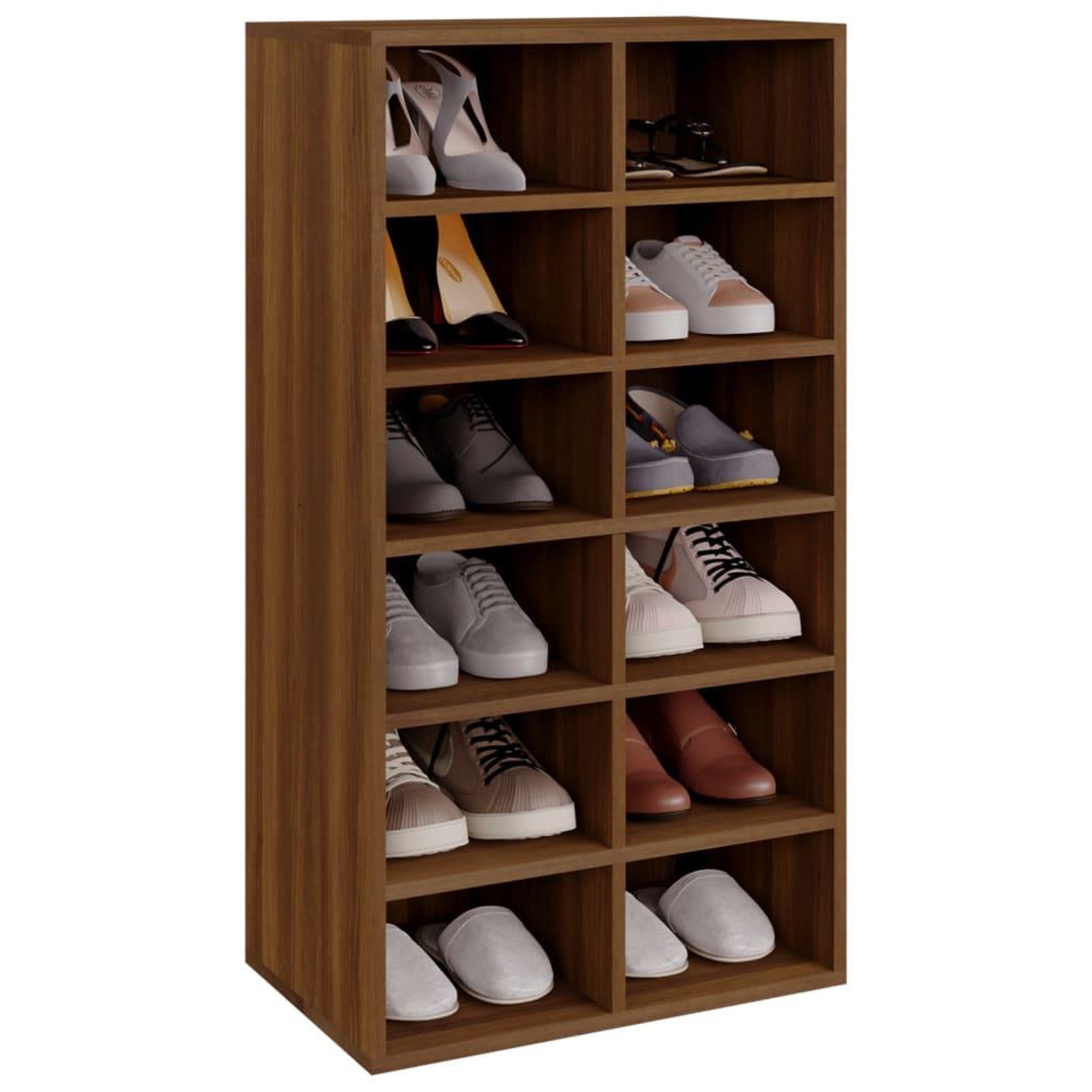 Voir la diapositive 3 : VIDAXL Etagere a chaussures Chene marron 54x34x100,5cm Bois ingenierie