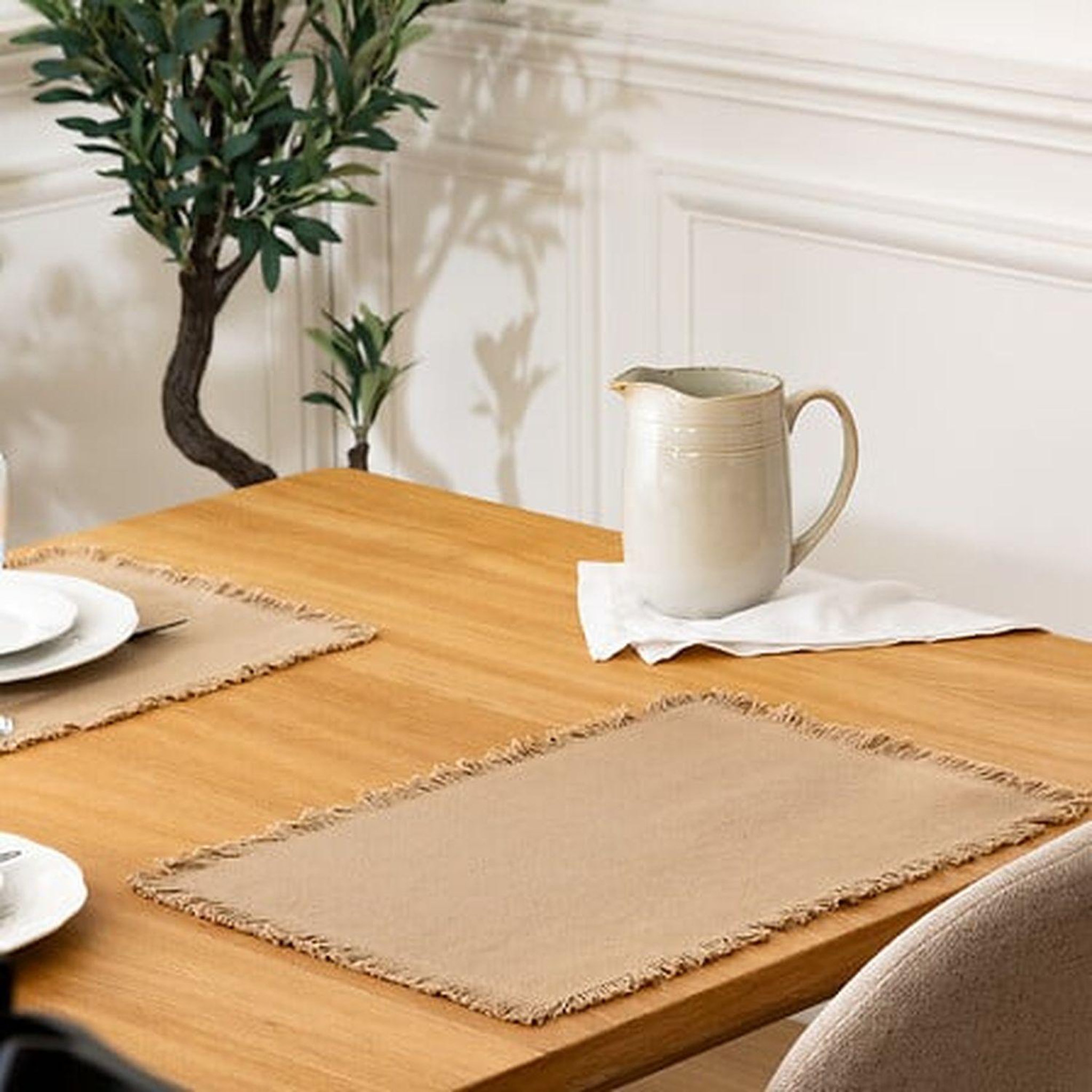 Voir la diapositive 2 : TOILINUX Lot de 6 Sets de table Maha en coton