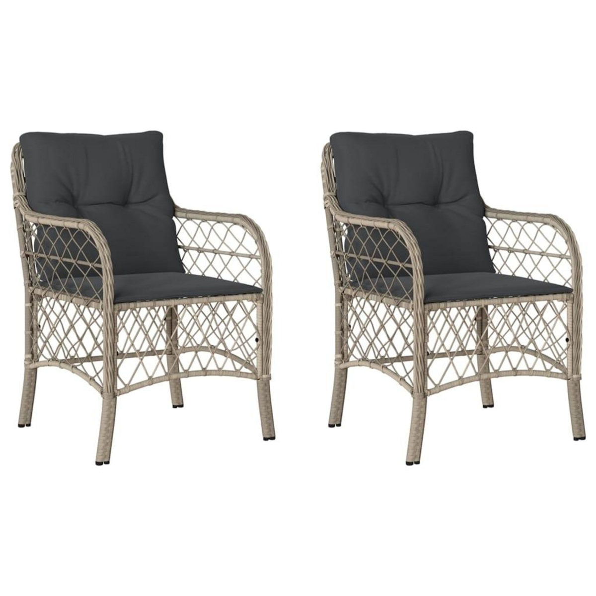 VIDAXL Chaises de jardin coussins lot de 2 gris clair resine tressee