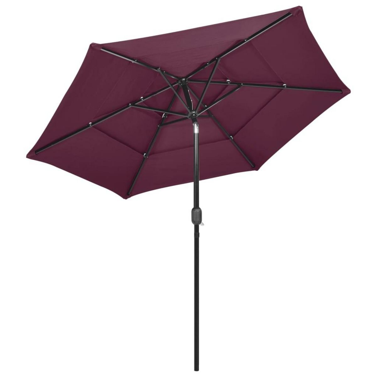 VIDAXL Parasol de jardin a 3 niveaux mat en aluminium rouge bordeaux