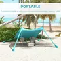 OUTSUNNY Tente de plage - abri solaire de camping - poteaux, piquets inclus - polyester-élasthanne bleu