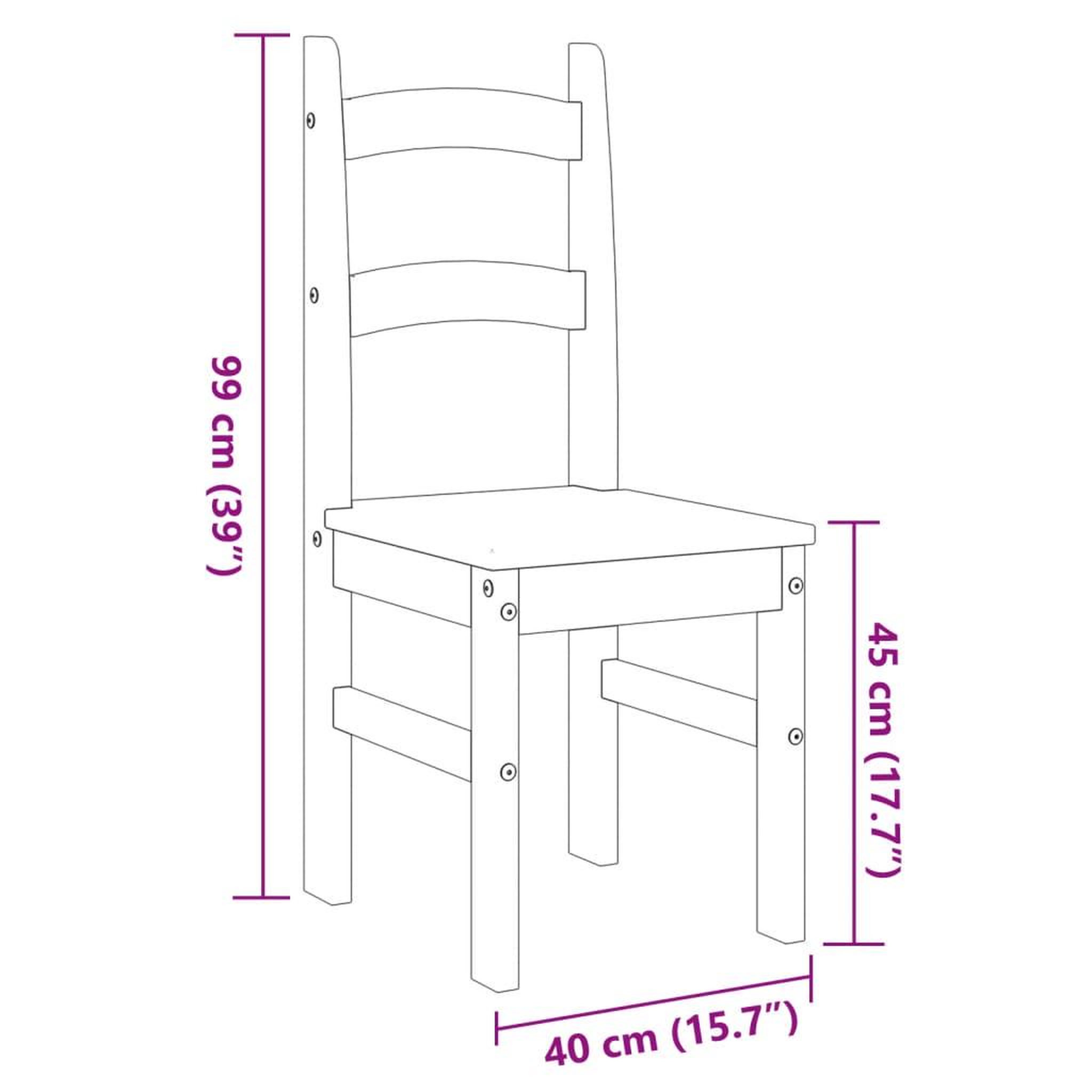 Voir la diapositive 6 : VIDAXL Chaises a manger lot de 2 40x46x99 cm bois massif de pin