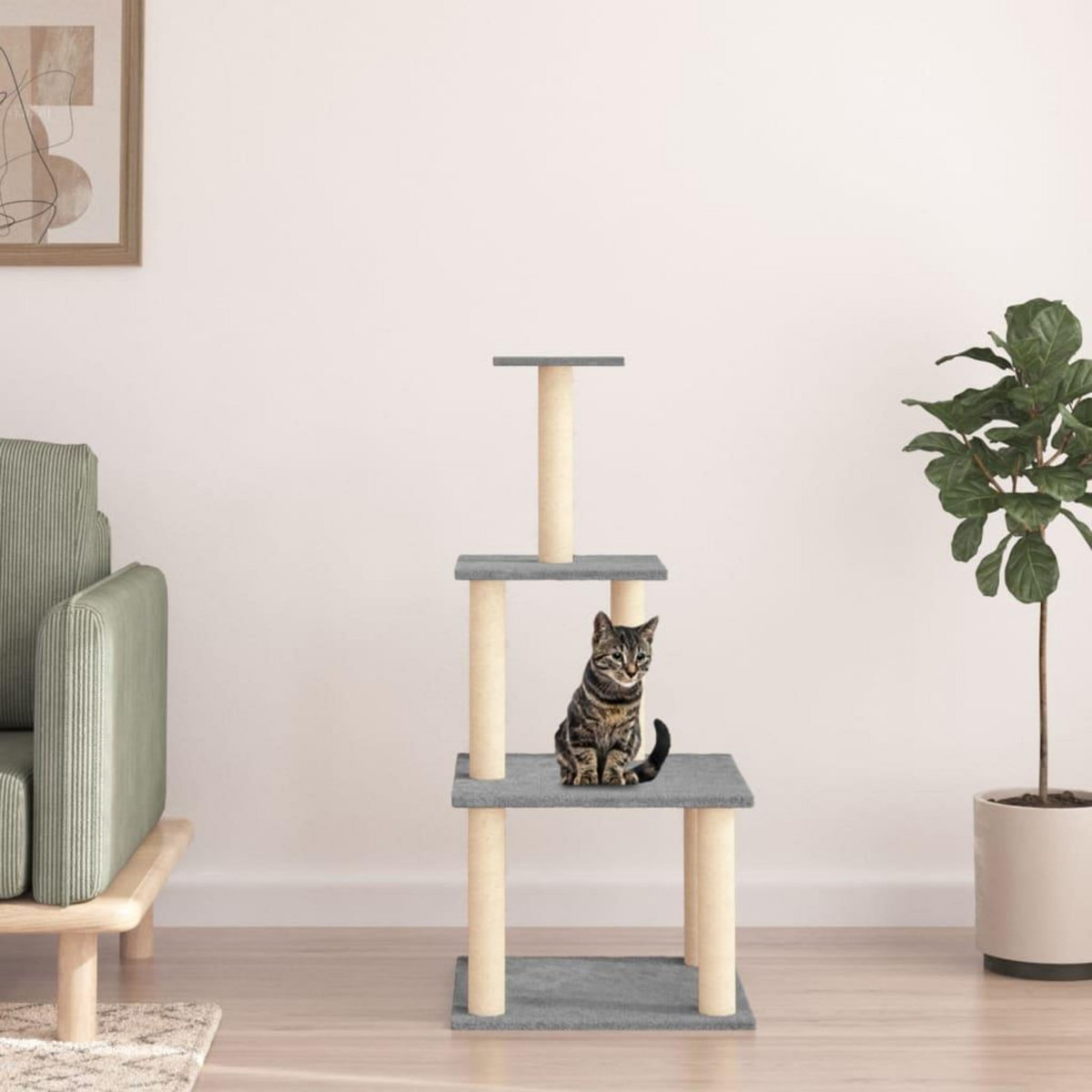 VIDAXL Arbre a chat avec griffoirs en sisal gris clair 111 cm