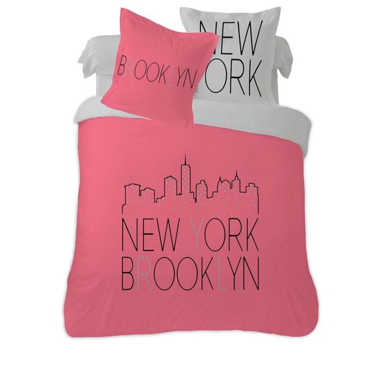Dourev Housse de couette 240x220 Brooklyn + 2 taies coton 52 fils