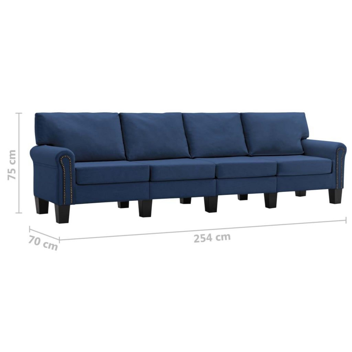 VIDAXL Canape a 4 places Bleu Tissu
