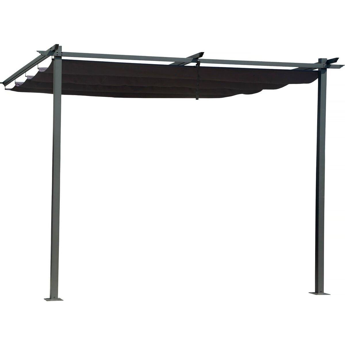 Habitat et Jardin Pergola adossée avec toit rétractable - 3 x 3 m - Gris anthracite