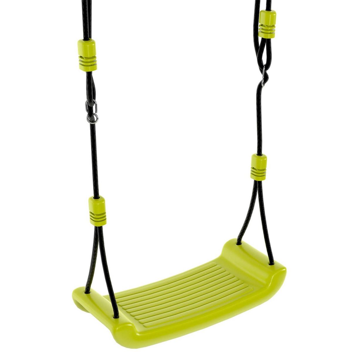 ID MARKET Balançoire 4 agrès portique avec balançoire face à face trapèze échelle panier de basket et buts de foot