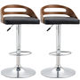 Voir la diapositive 1 : HOMCOM Lot de 2 tabourets de bar design contemporain hauteur d'assise réglable pivotant 360° revêtement synthétique noir dossier ajouré aspect bois