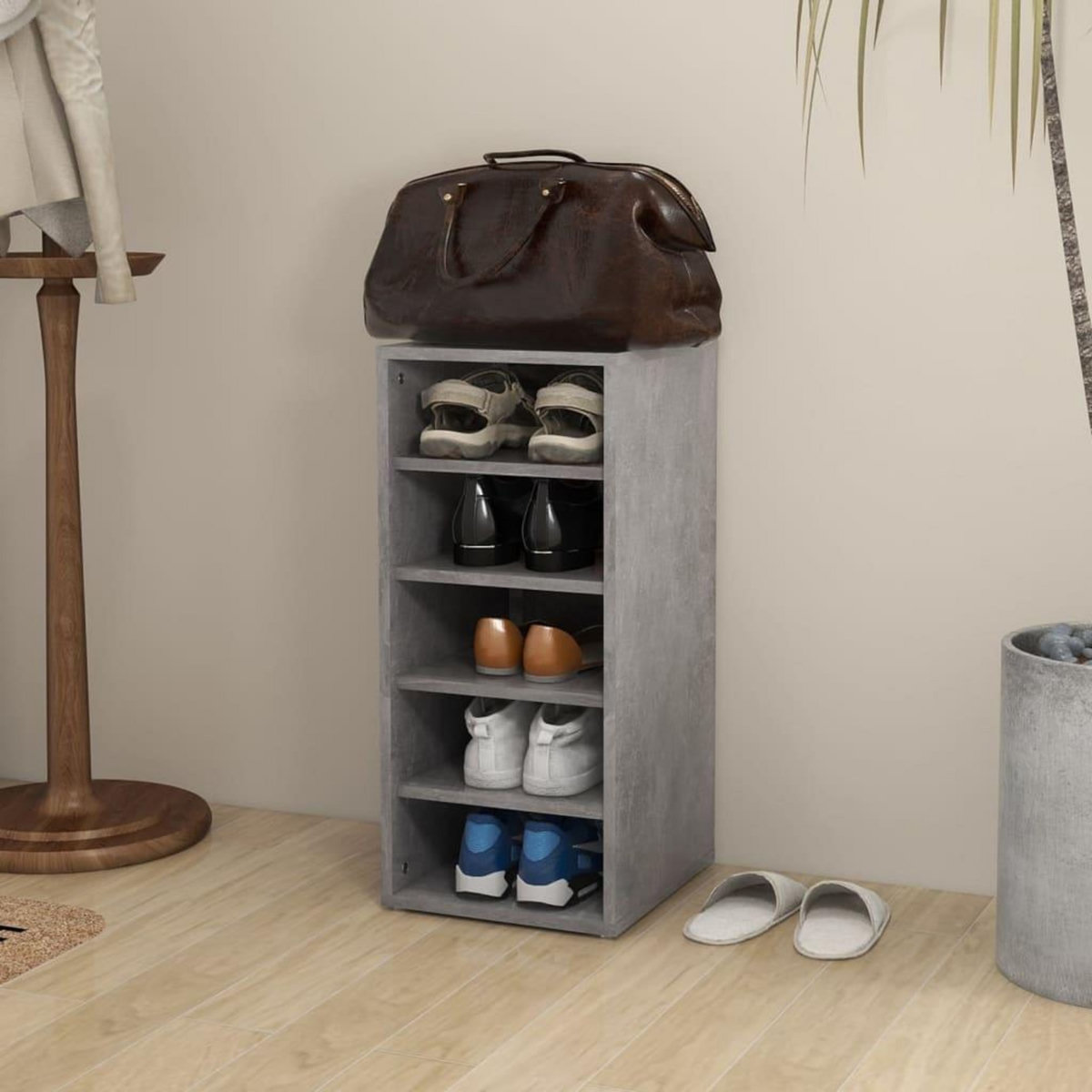 VIDAXL Armoire a chaussures Gris beton 31,5x35x70 cm Bois d'ingenierie