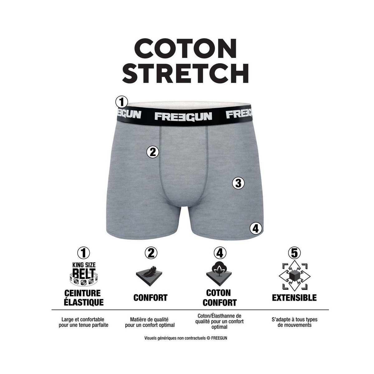 FREEGUN Lot de 3 boxers homme Freegun