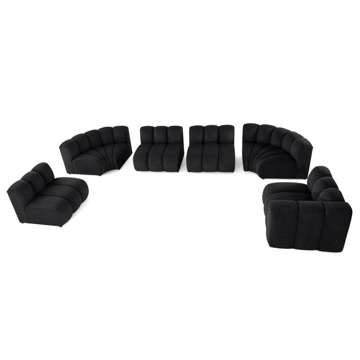 LISA DESIGN Debbie - canapé modulable panoramique d'angle gauche 7 places en tissu texturé