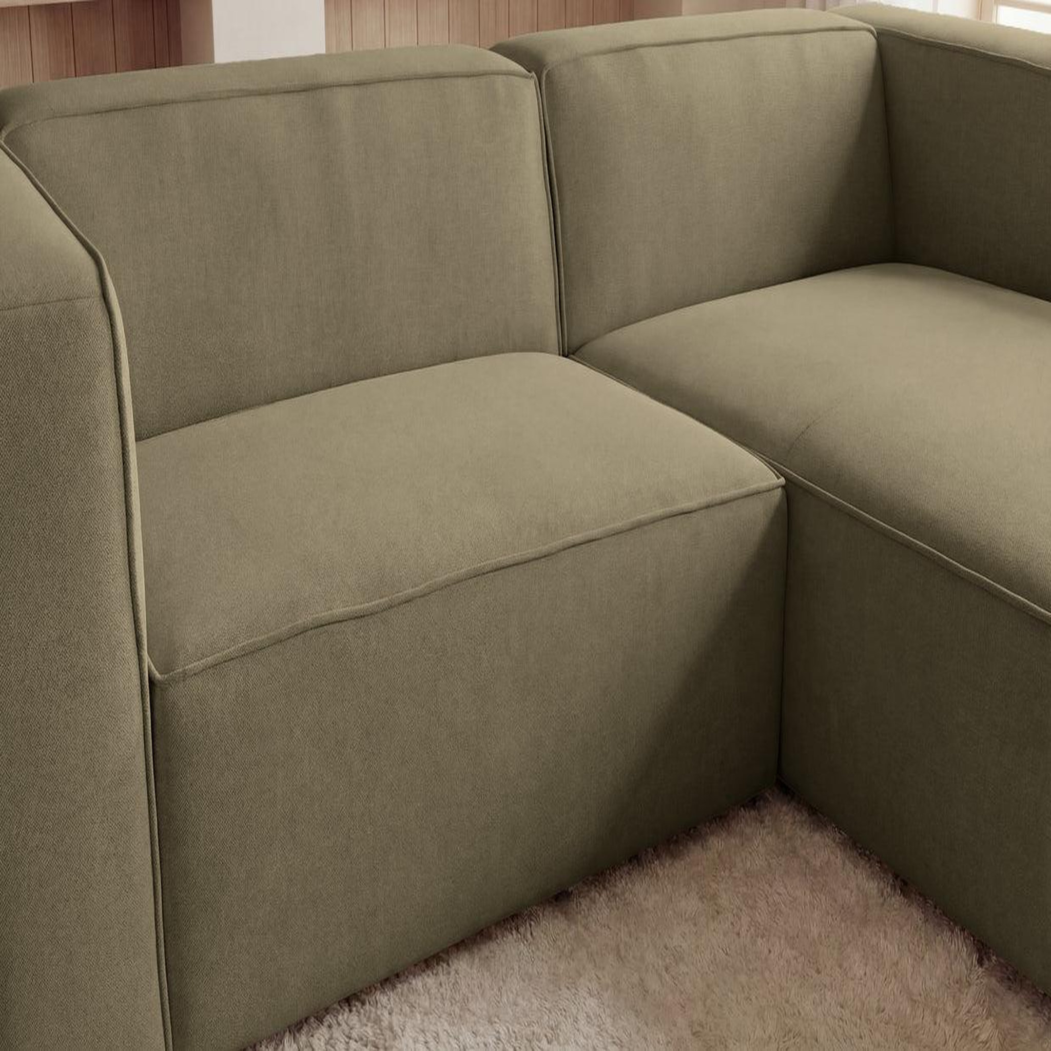 Voir la diapositive 5 : CASANOVA PARIS Basil - canapé d'angle tissu lisse 4 places