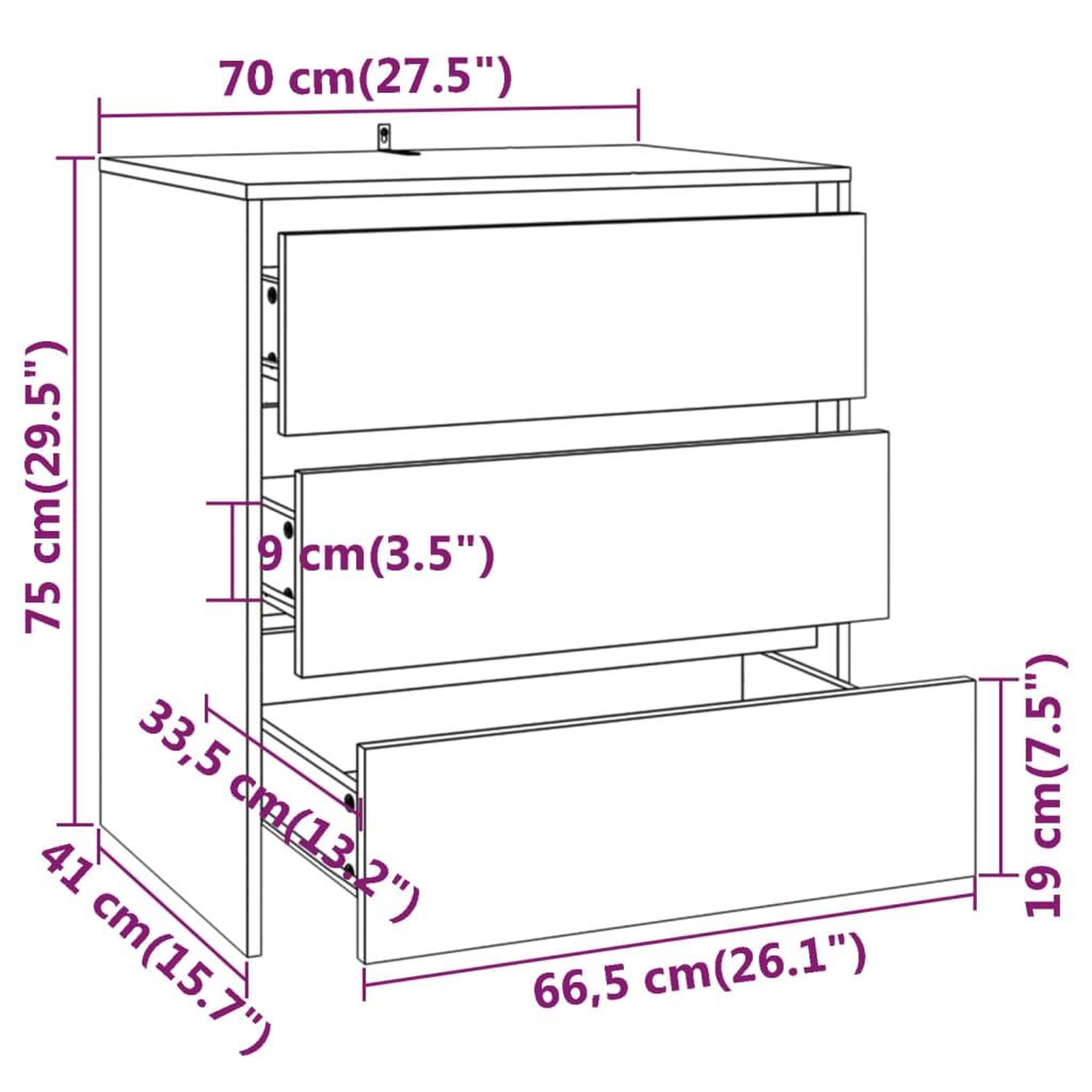 Voir la diapositive 6 : VIDAXL Buffet Blanc 70x41x75 cm Bois d'ingenierie