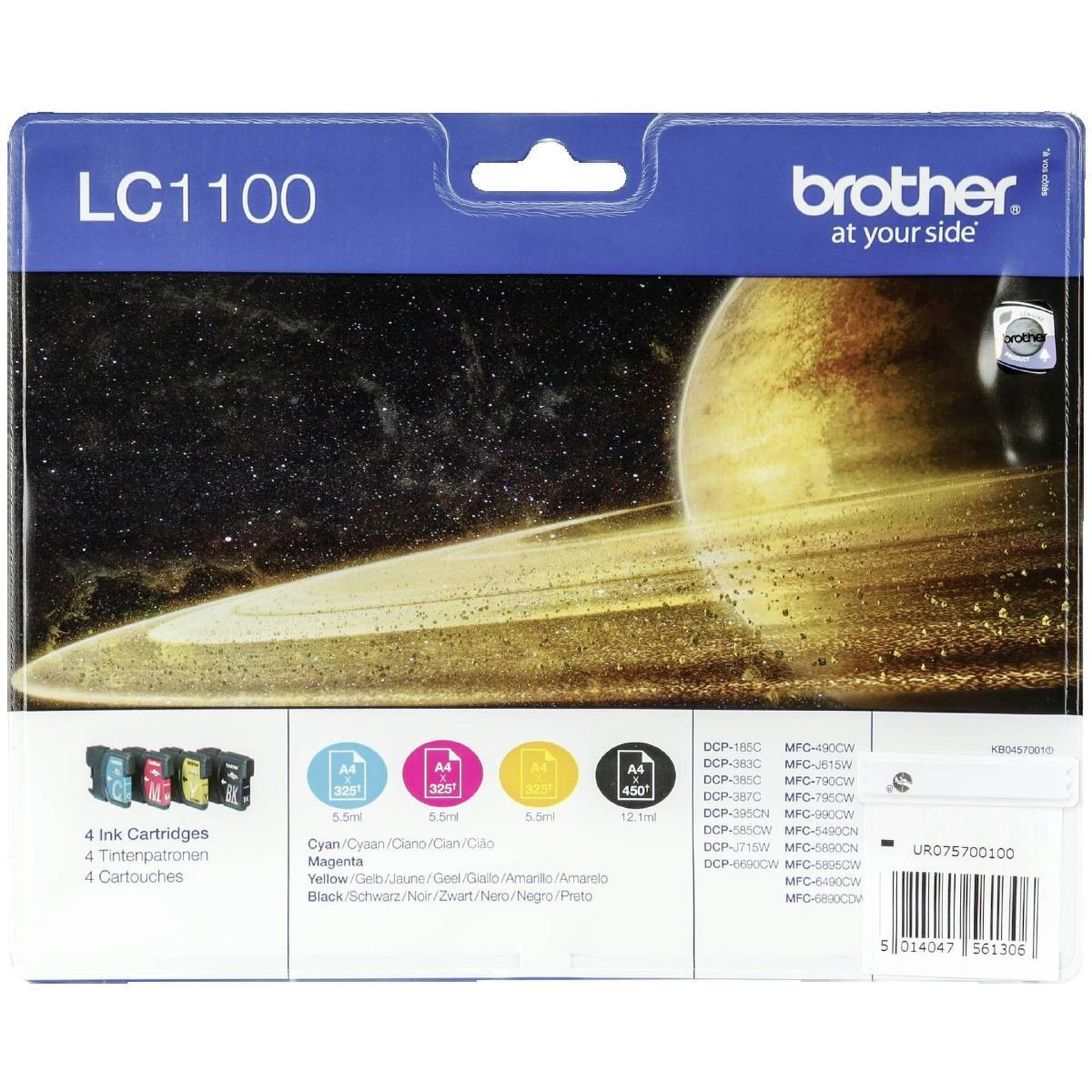 Brother Cartouches d'encre Brother LC-1100VALBPDR Noir, Cyan, Magenta, Jaune