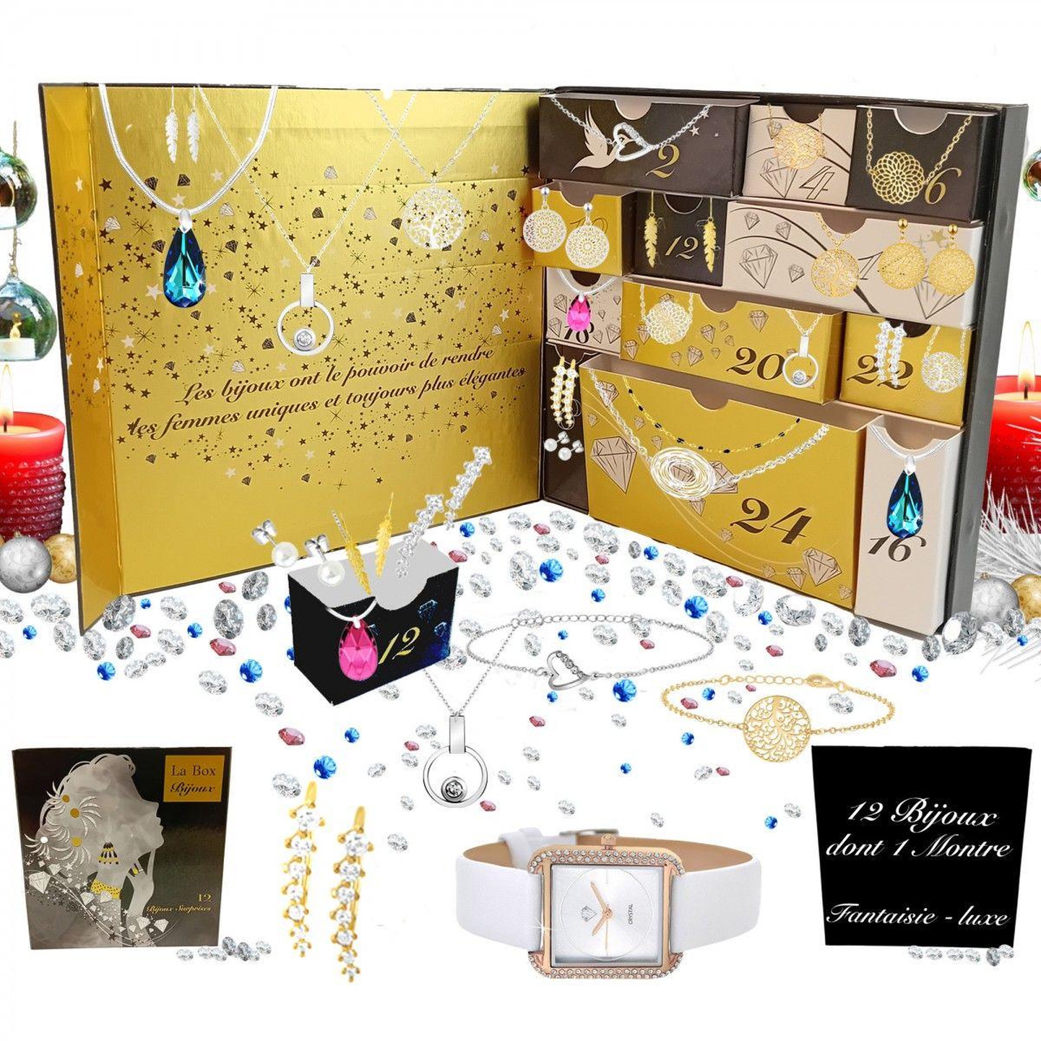 Voir la diapositive 1 : SC CRYSTAL Calendrier de l'avent sc crystal - 11 bijoux et 1 montre