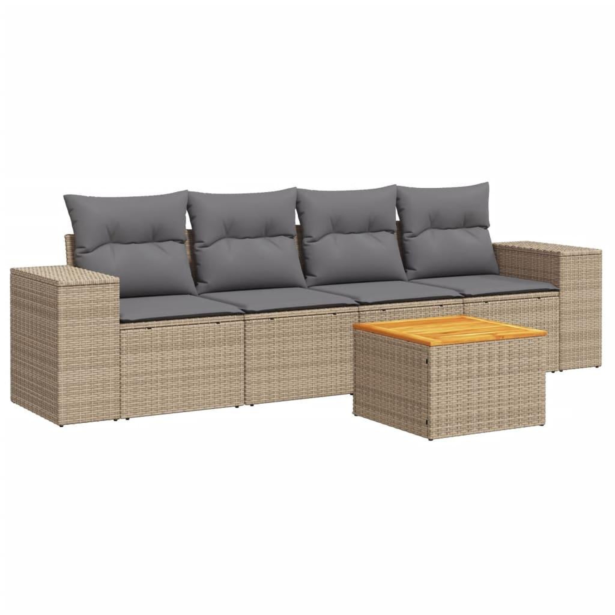 Voir la diapositive 2 : VIDAXL Salon de jardin avec coussins 5 pcs beige resine tressee