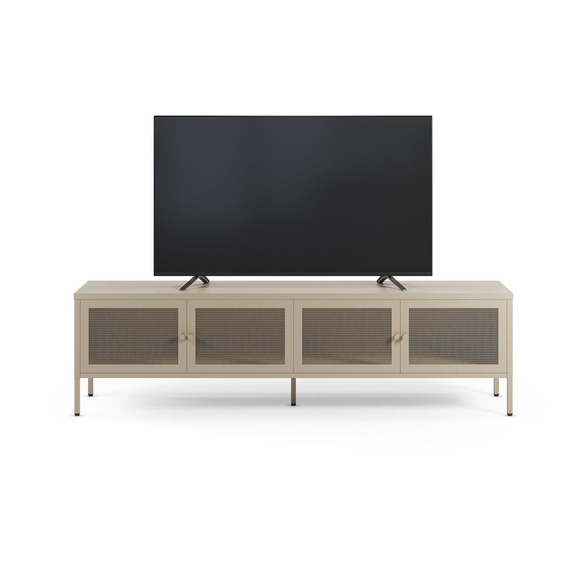 Rendez vous déco Meuble TV en métal beige 4 portes, 160 cm-Latem