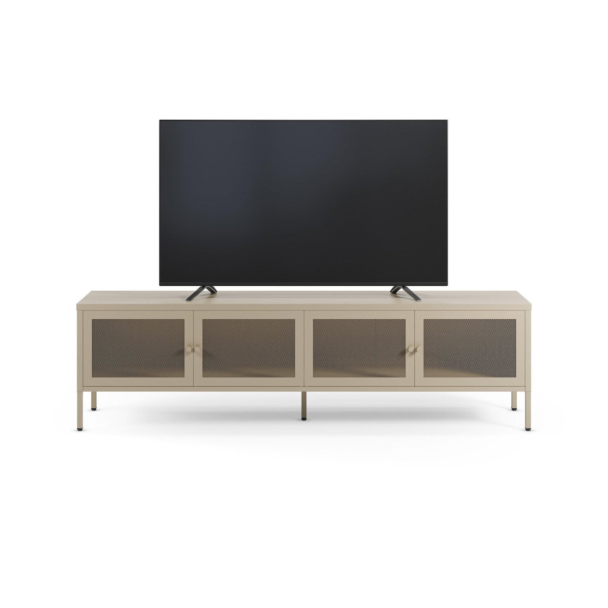 Rendez vous déco Meuble TV en métal beige 4 portes, 160 cm-Latem