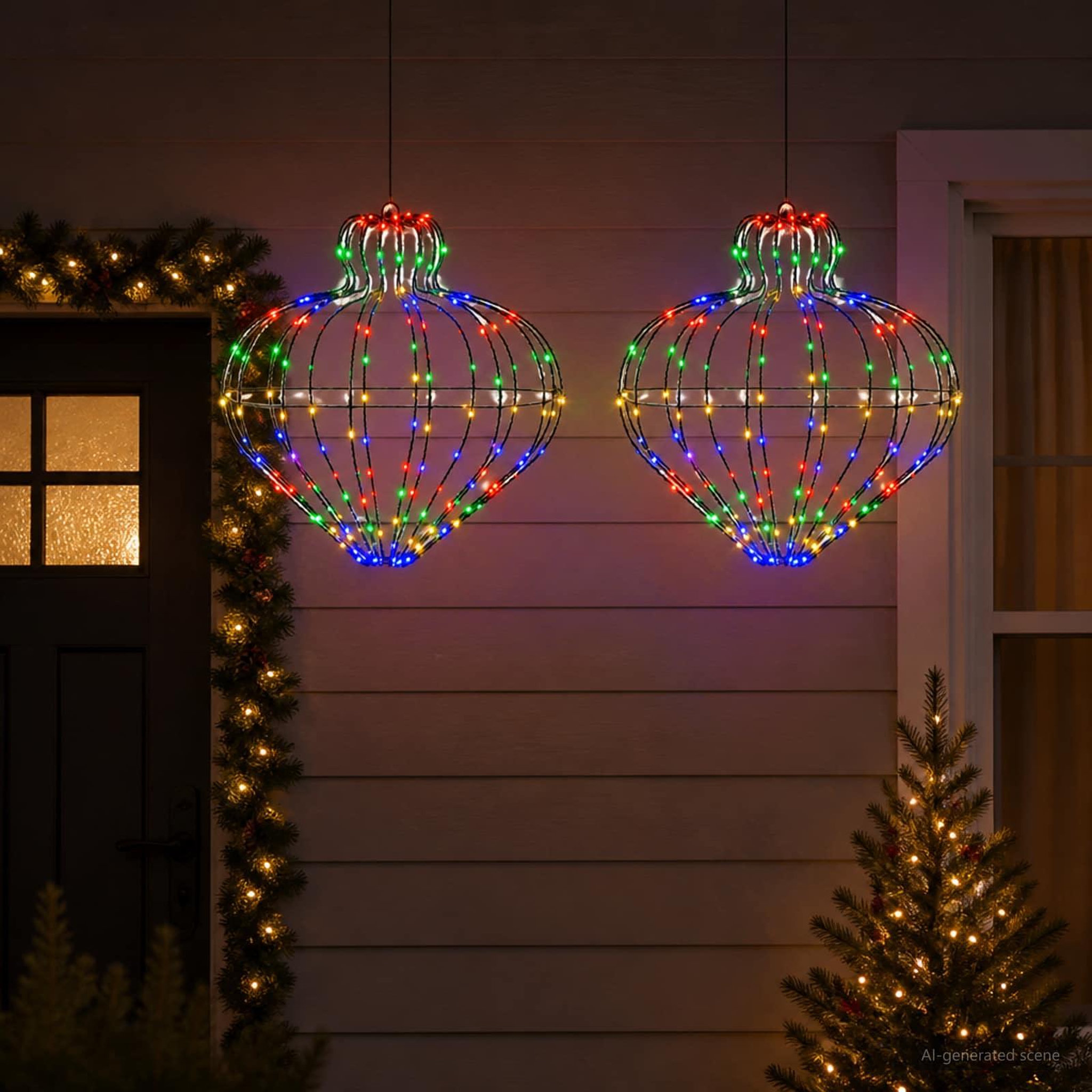 Voir la diapositive 2 : VIDAXL Lumiere de finial de Noël 2 pc 384 LED Multicolore Ø 45 x 40 cm