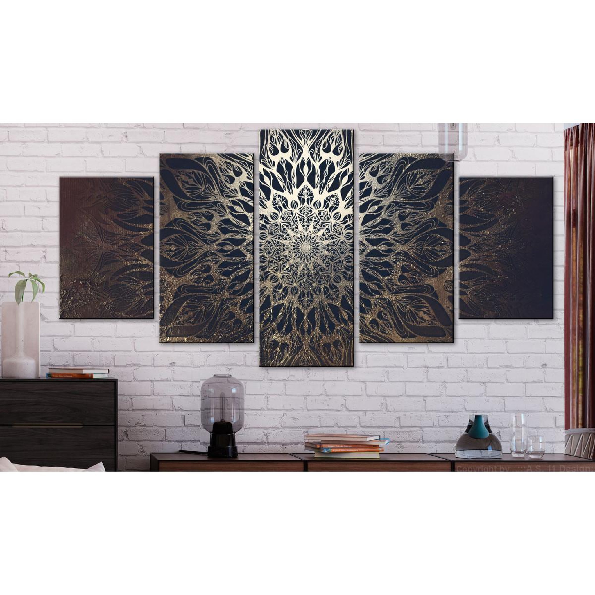 Voir la diapositive 2 : Paris Prix Tableau imprimé 5 panneaux  hypnosis brown wide