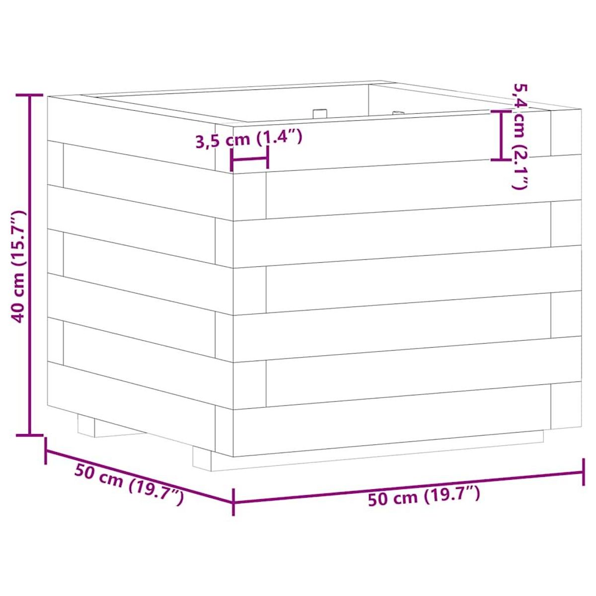 VIDAXL Lit sureleve 50x50x40 cm Bois Carre