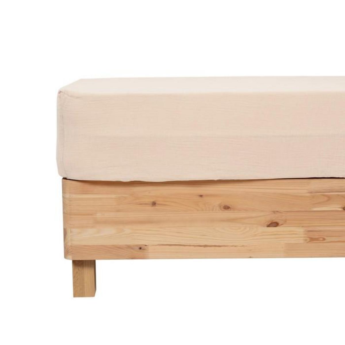 ATMOSPHERA Drap Housse en Gaze de Coton  Flora  140x190cm Beige Lin