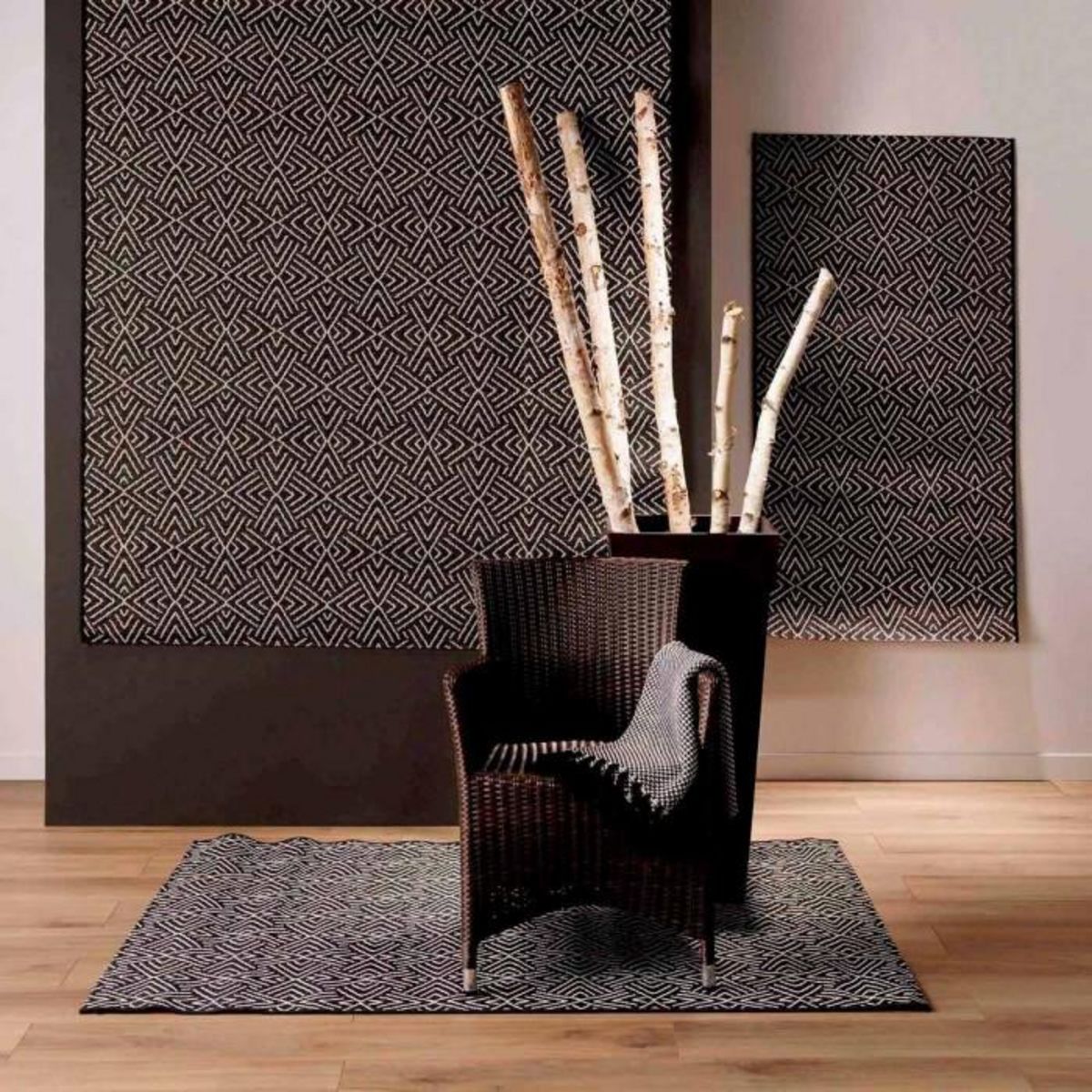 Paris Prix Tapis Tissé Déco  Aztek  80x150cm Noir