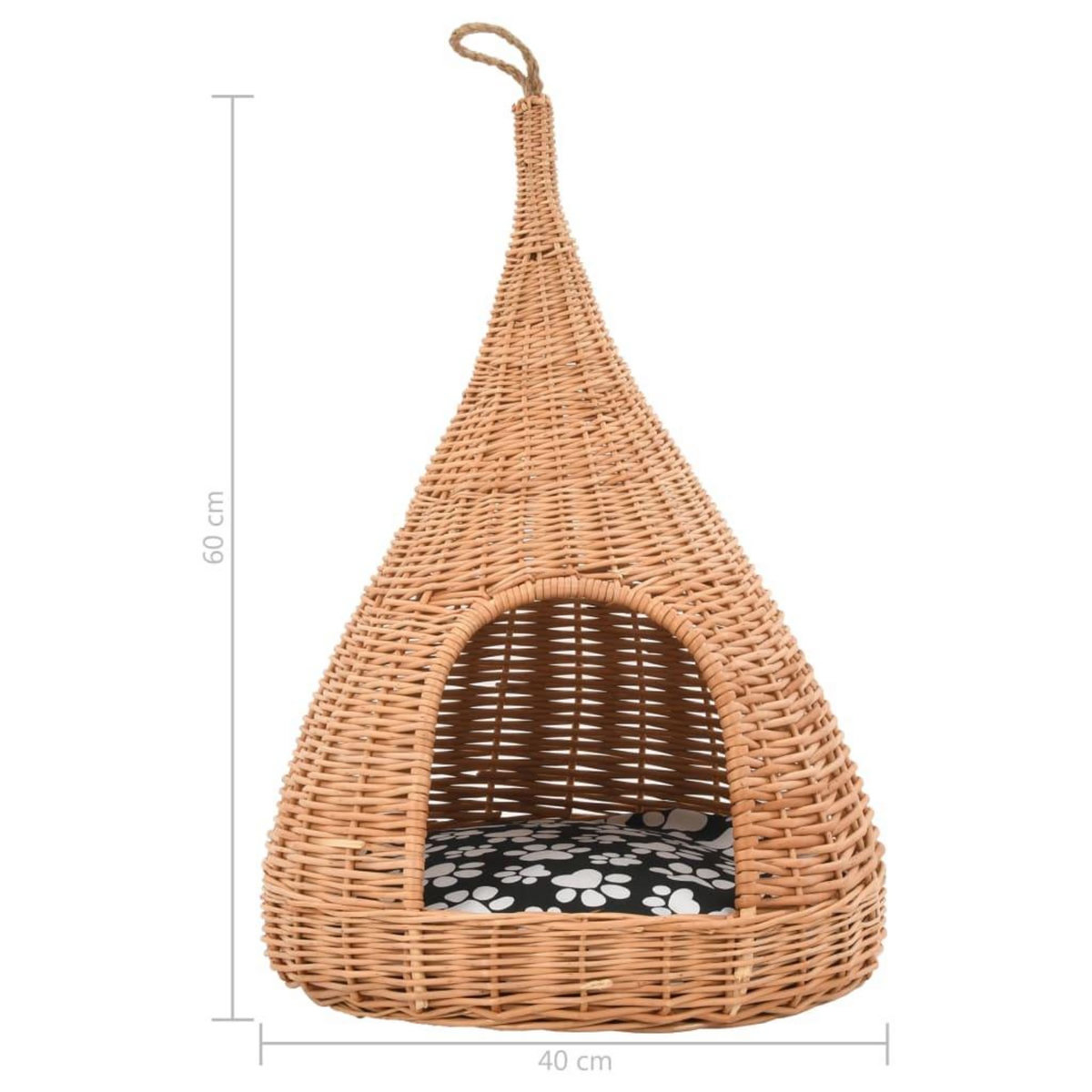 VIDAXL Panier pour chats avec coussin 40x60 cm Saule naturel
