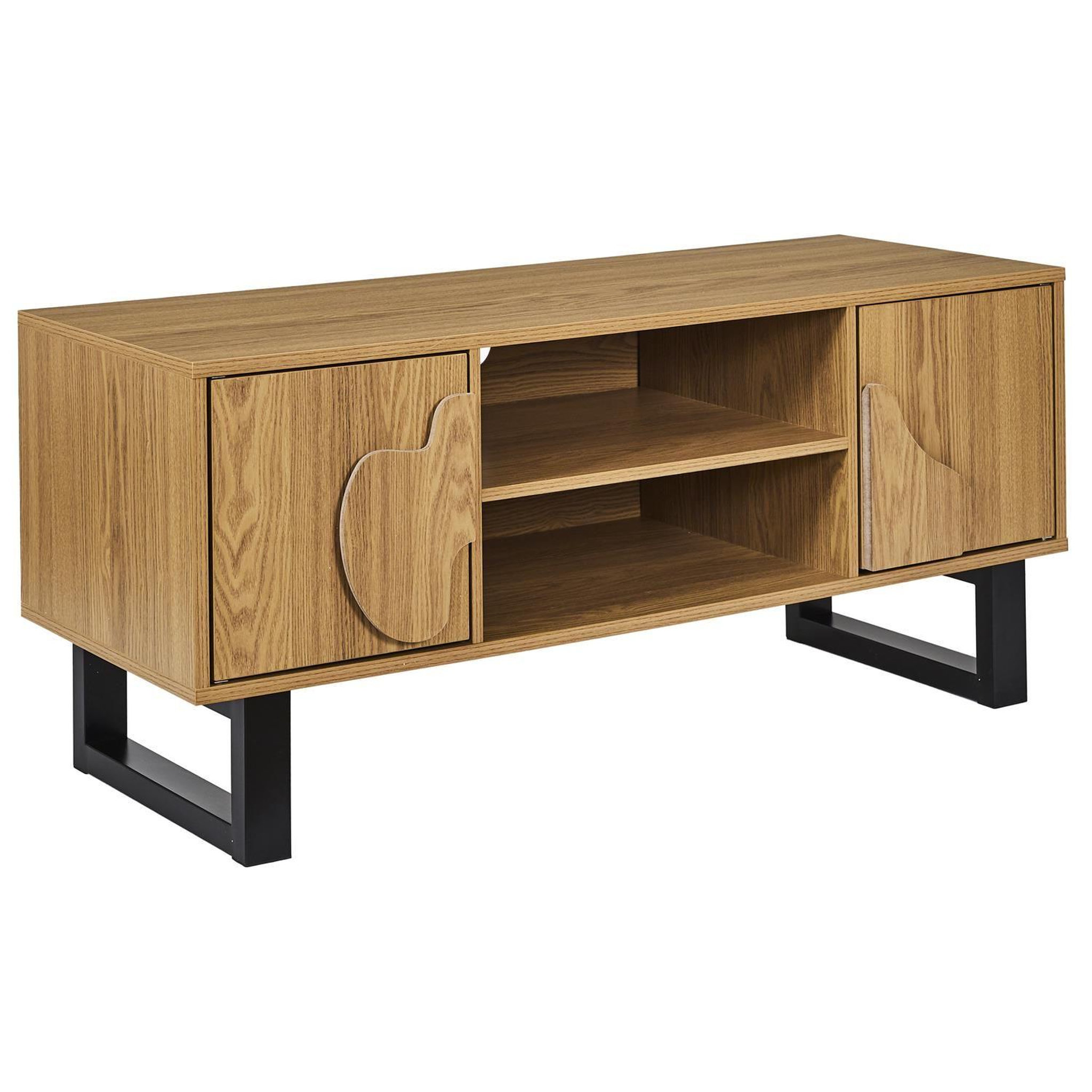 Voir la diapositive 3 : The Home Deco Factory Meuble tv 2 portes et 2 niches calypso - beige et noir