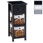 IDIMEX Table de chevet TALASI avec 1 tiroir et 2 paniers - En bois. Coloris disponibles : Gris, Noir