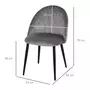 HOMCOM Lot de 2 chaises velours gris pieds métal noir dim. 52L x 54l x 79H cm
