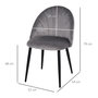 Voir la diapositive 3 : HOMCOM Lot de 2 chaises velours gris pieds métal noir dim. 52L x 54l x 79H cm