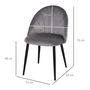 Voir la diapositive 3 : HOMCOM Lot de 2 chaises velours gris pieds métal noir dim. 52L x 54l x 79H cm