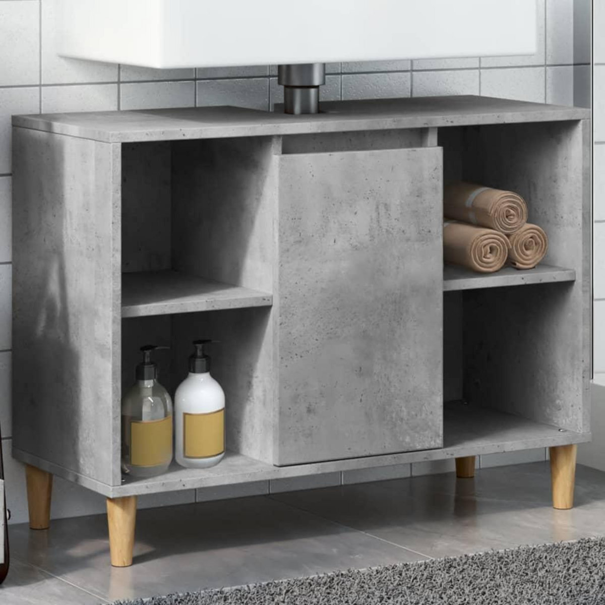 VIDAXL Armoire salle de bain gris beton 80x33x60cm bois d'ingenierie
