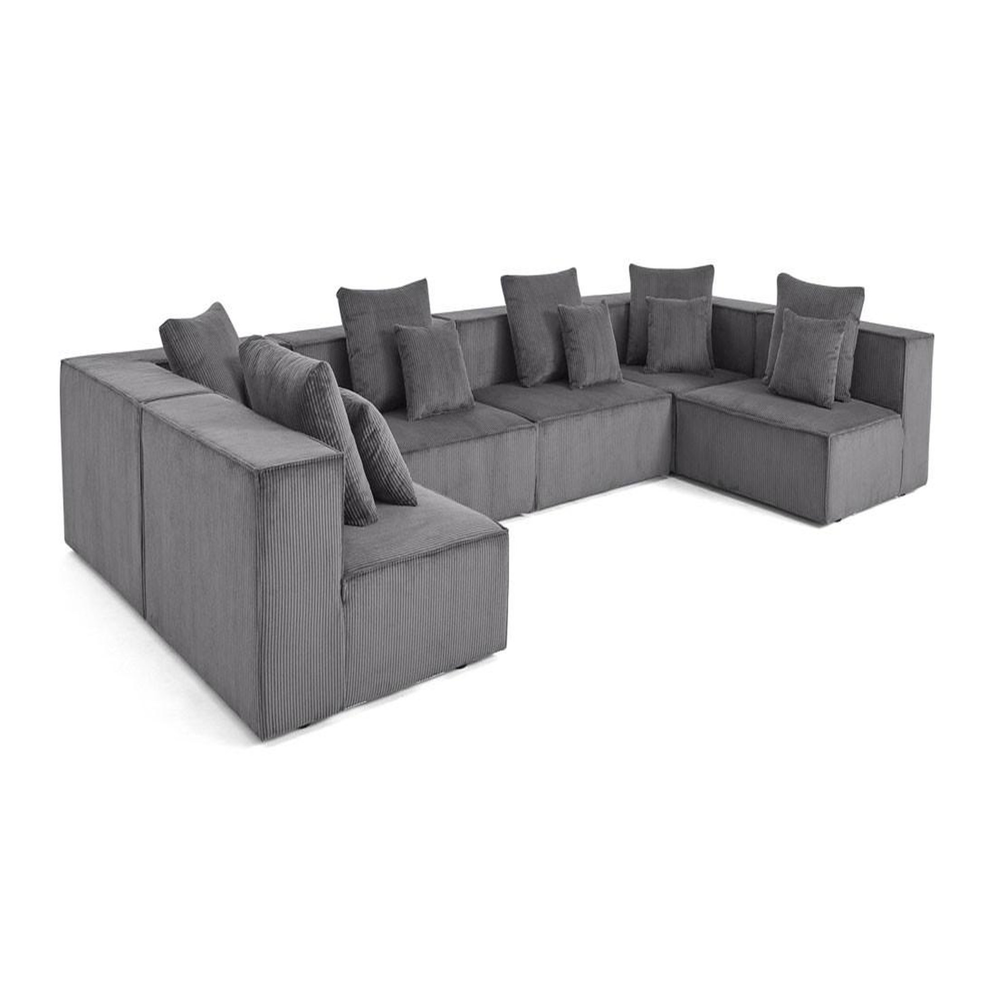 Voir la diapositive 5 : BEST MOBILIER Colombine - canapé modulable panoramique - 7 places - en velours côtelé
