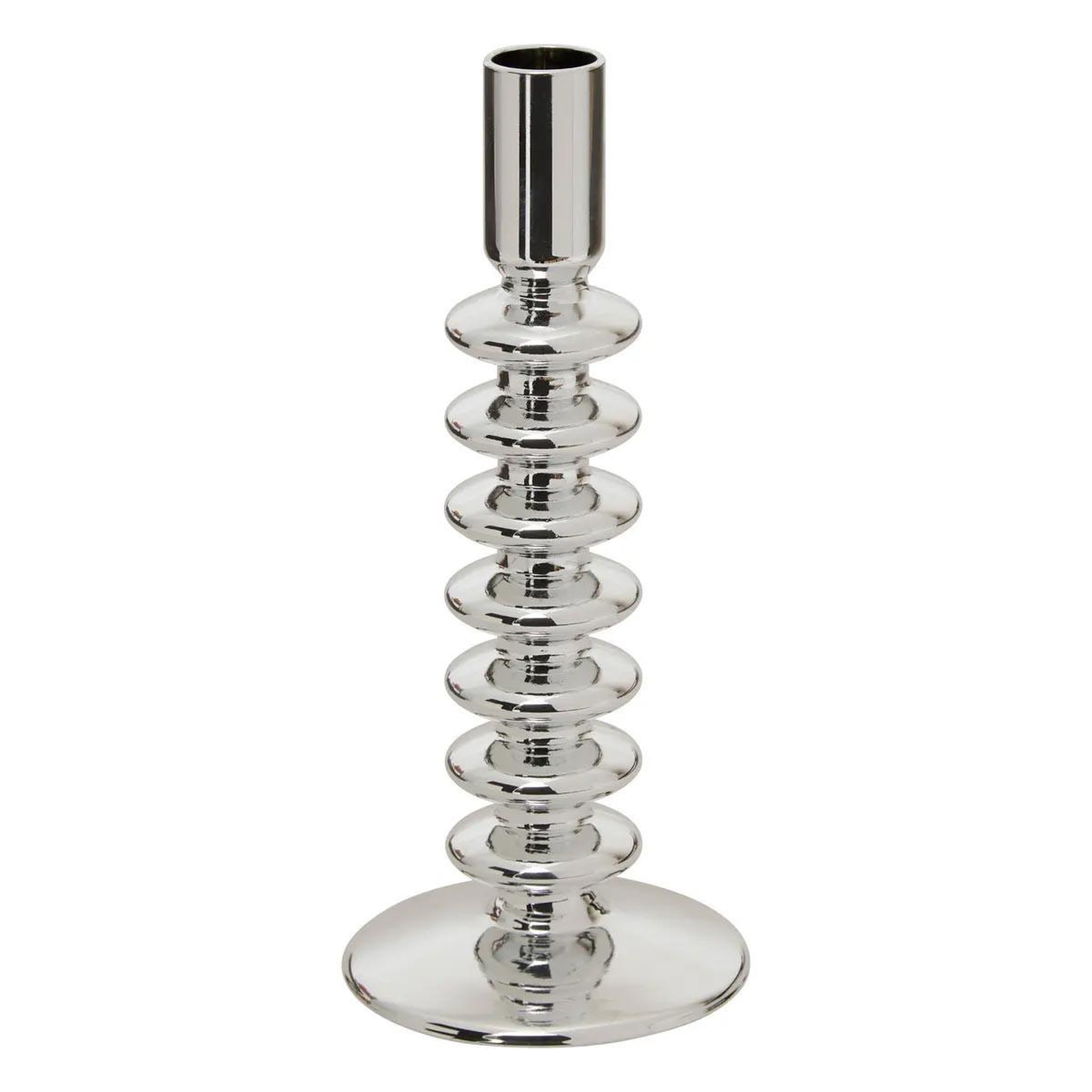 ATMOSPHERA Bougeoir design torsadé en verre  sky  21cm argent