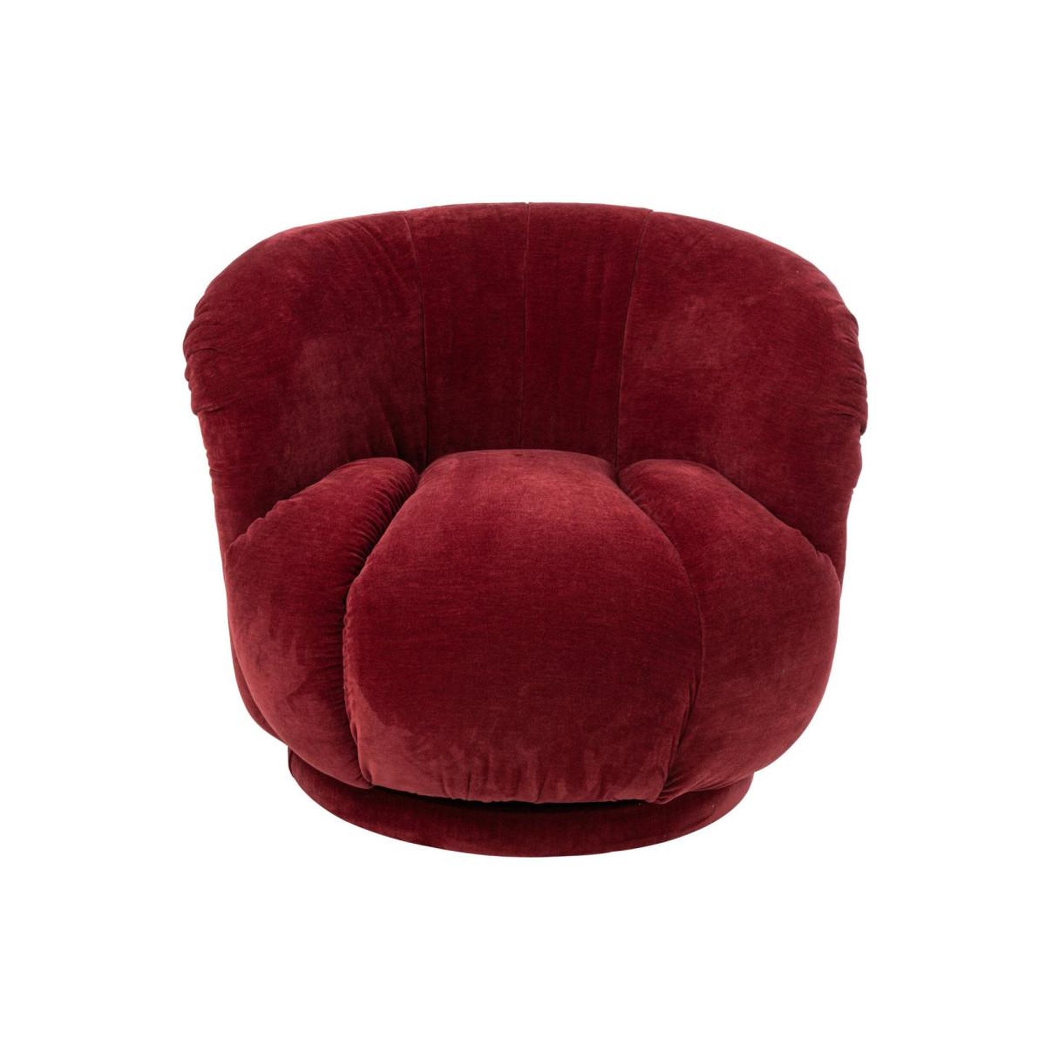Voir la diapositive 2 : J-LINE Fauteuil pivotant en tissu  macaron  87cm bordeaux