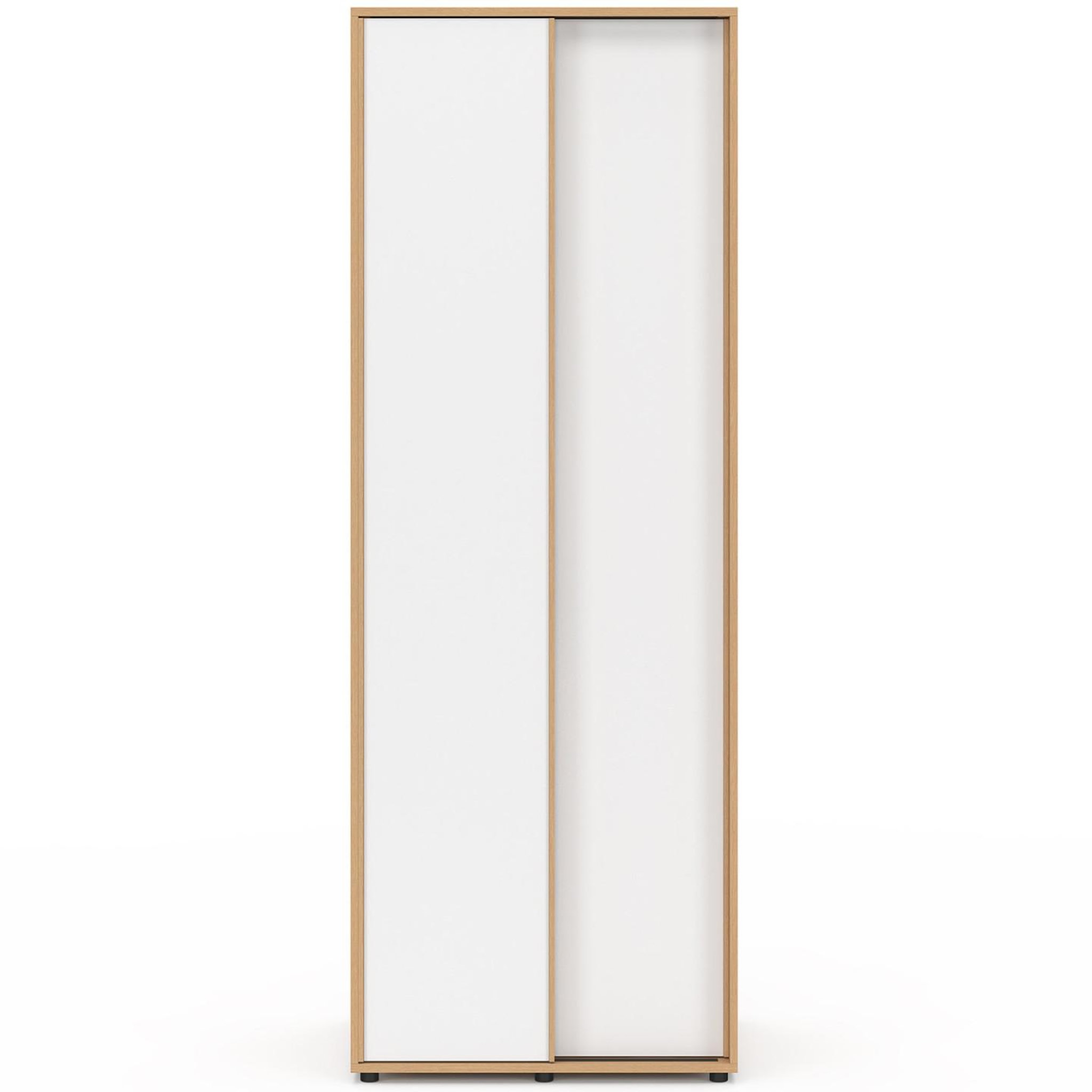 Voir la diapositive 5 : ID MARKET Armoire 2 portes coulissantes slidea bois et blanc 60 cm penderie avec étagère