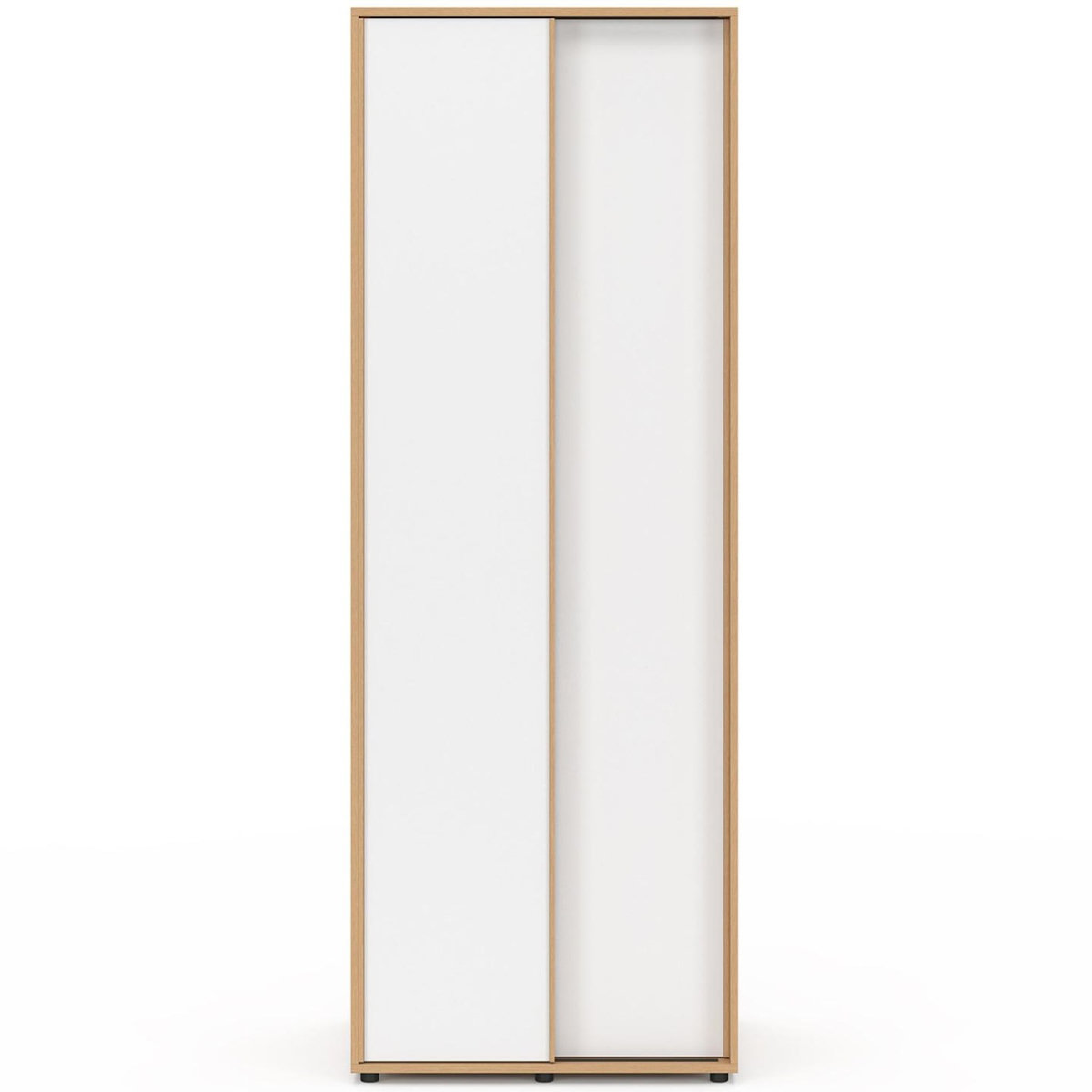 ID MARKET Armoire 2 portes coulissantes SLIDEA bois et blanc 60 cm penderie avec étagère