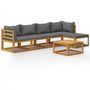 Voir la diapositive 2 : VIDAXL Salon de jardin 6 pcs avec coussin Bois d'acacia solide