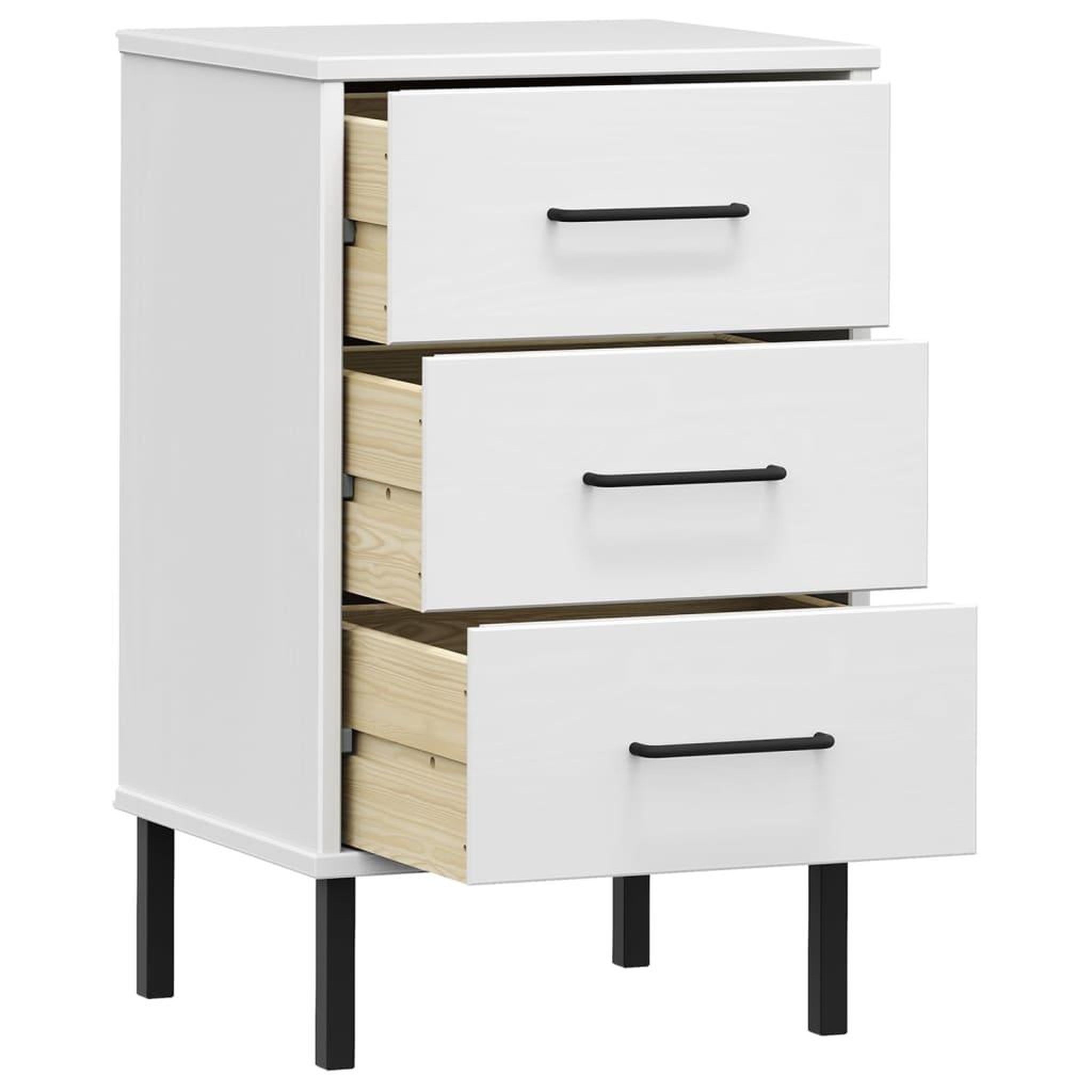 Voir la diapositive 5 : VIDAXL Table de chevet avec pieds en metal Blanc Bois pin massif OSLO