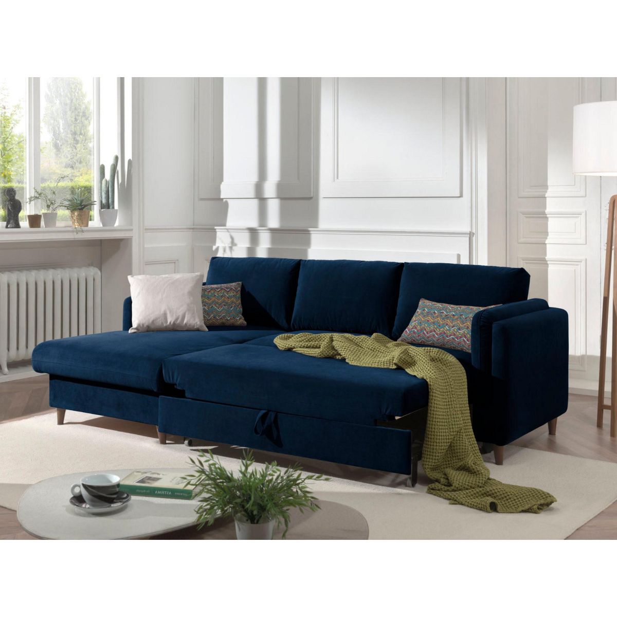 LISA DESIGN Brooke - canapé d'angle gauche - convertible avec coffre - 4 places - en velours